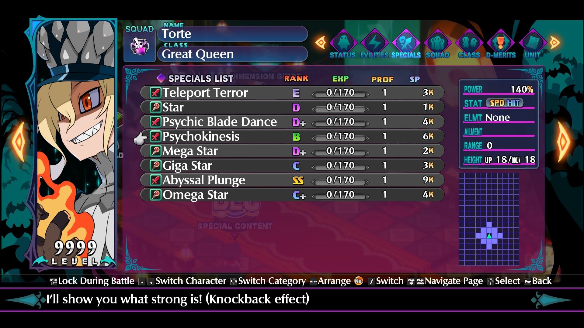 Disgaea 6 Torte special attacks screen