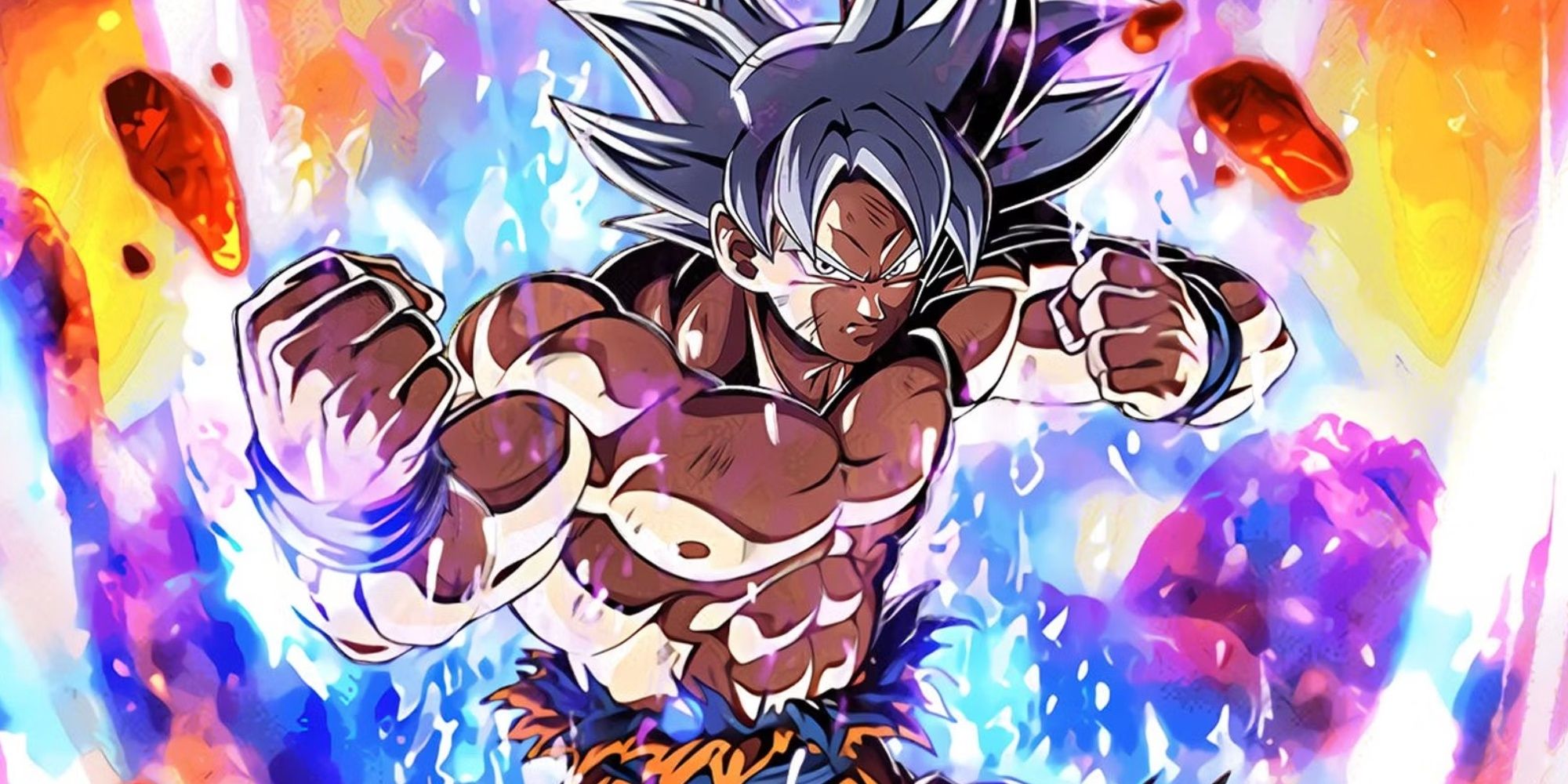 Dokkan Battle Best LRs AGL UI Goku poses heroically.