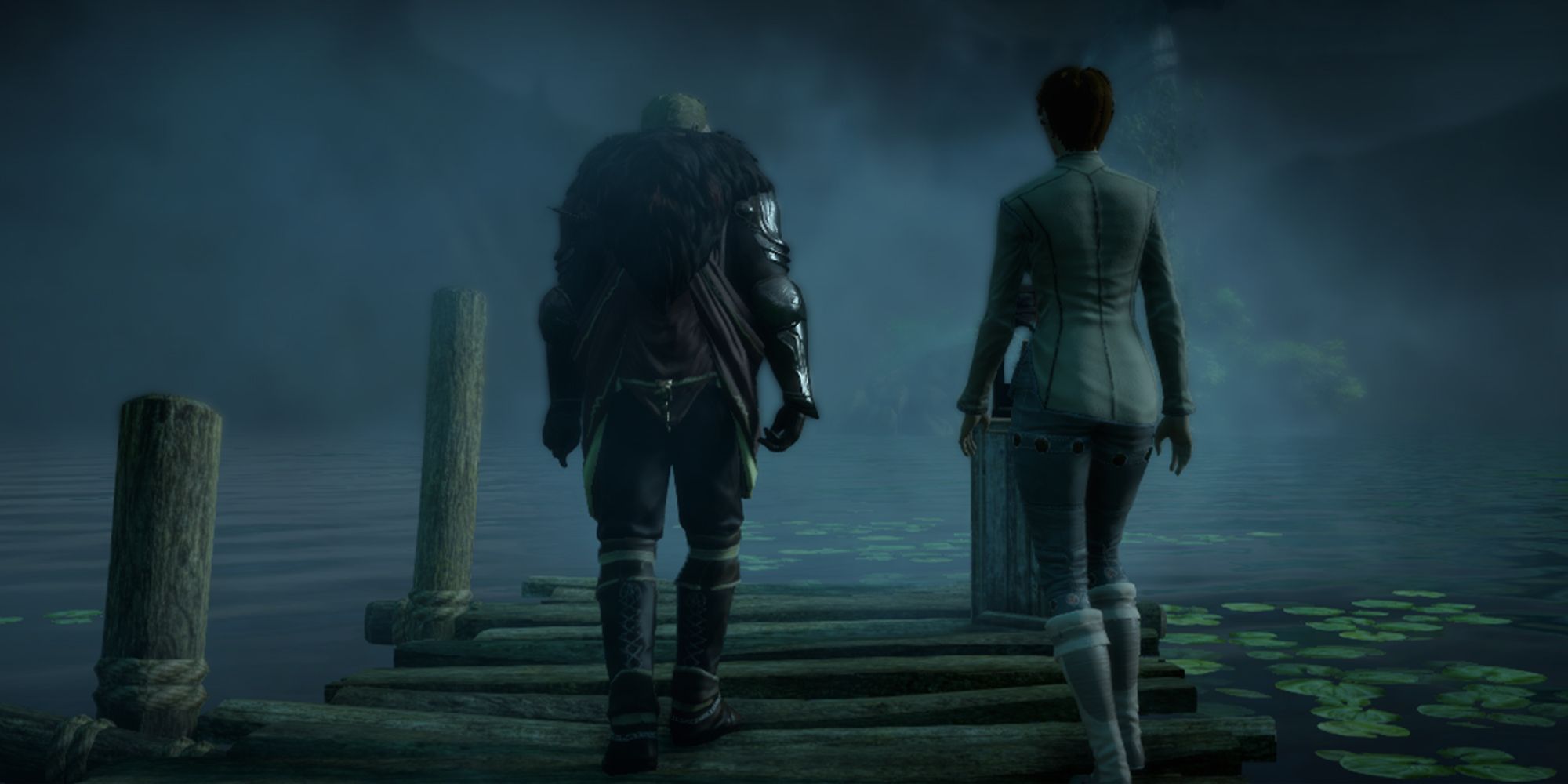 Dragon Age Inquisition - Cullen and the Inquisitor at the lake, romance cutscene