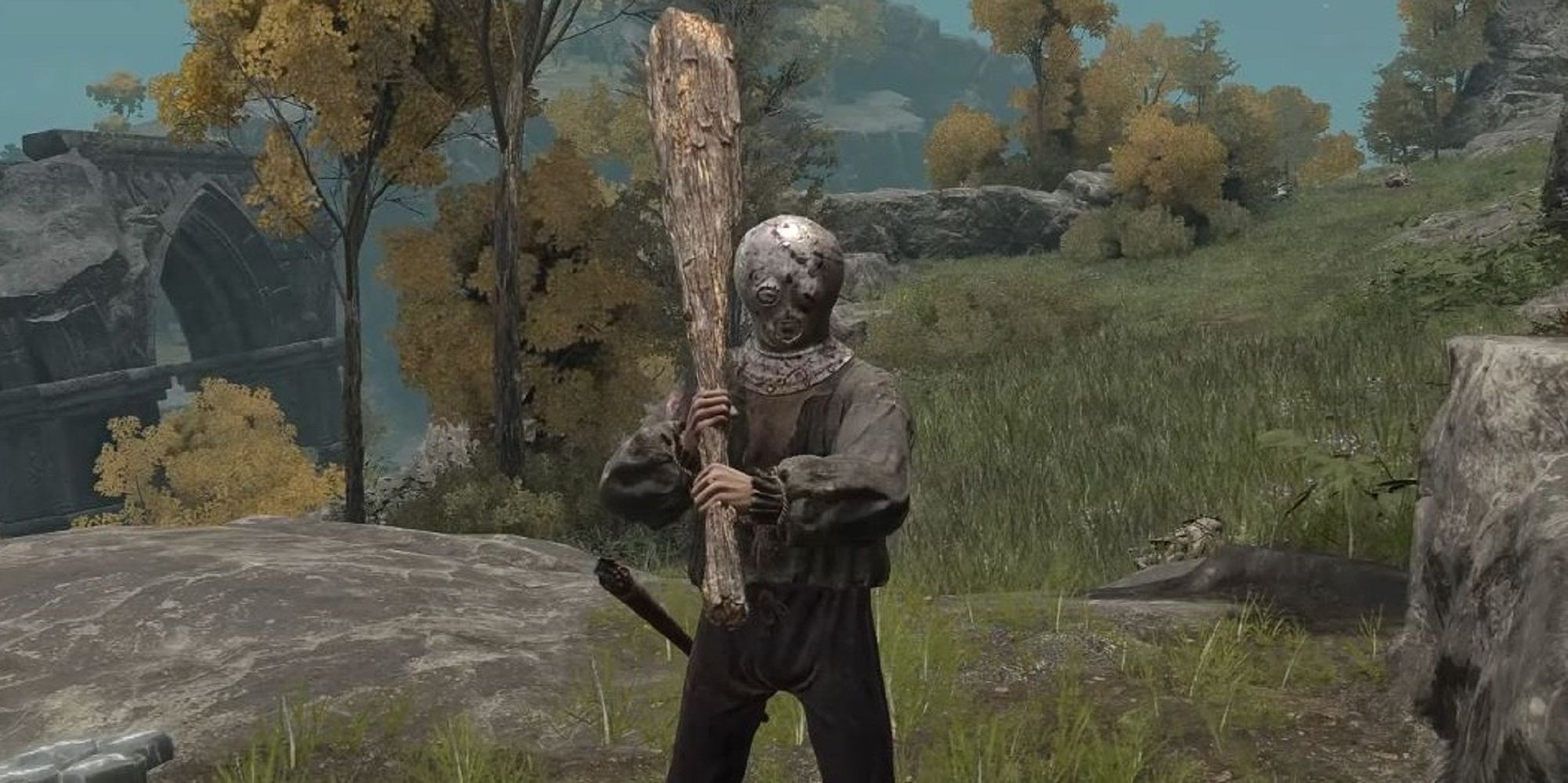 Elden Ring character holding the Large Club weapon