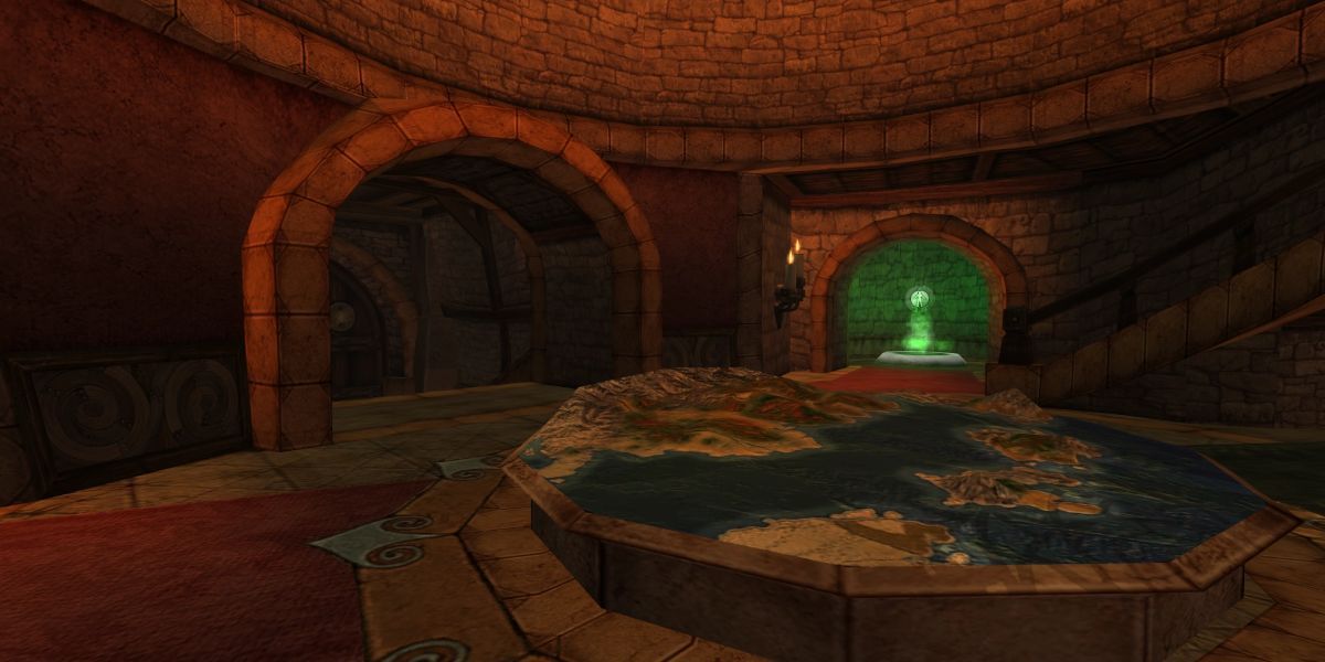 Wide shot of the map room in the Heroes Guild in Fable