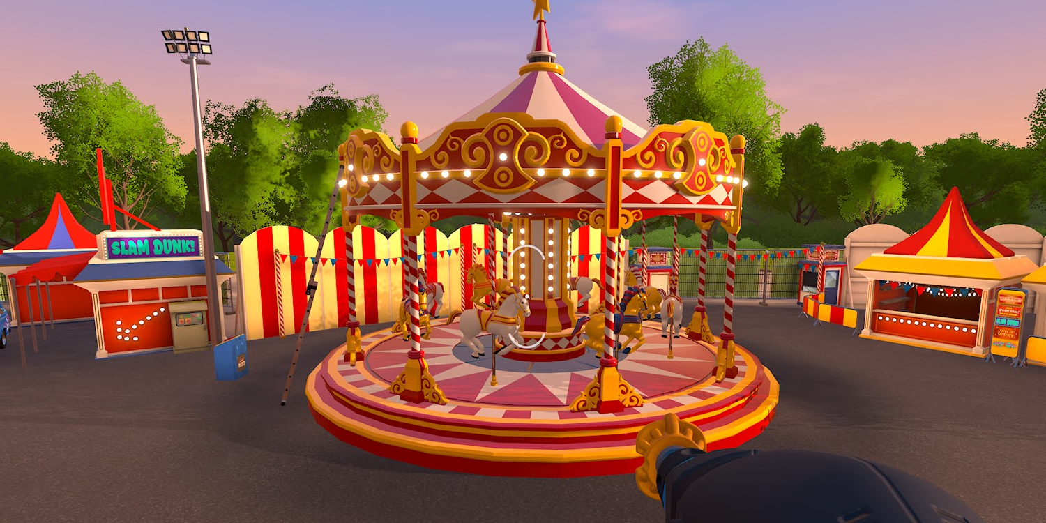 A charming and clean carousel adorned with horses