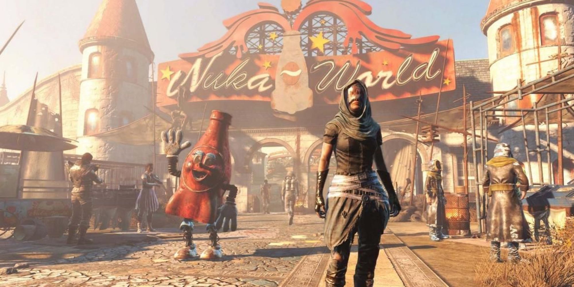 Fallout 4 multiple NPCs standing around in Nuka World