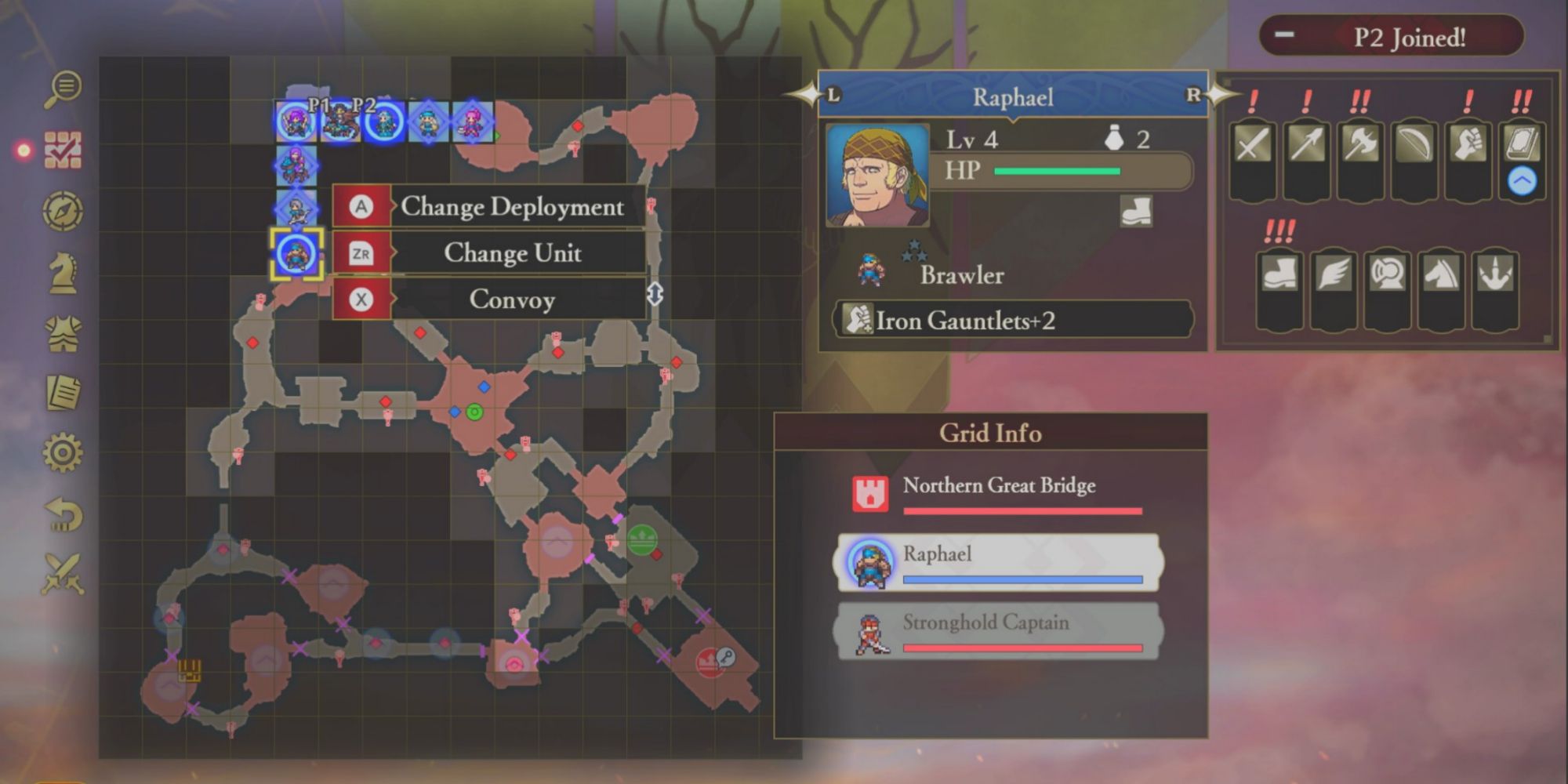 The character Raphael is selected to play on the battlefield map