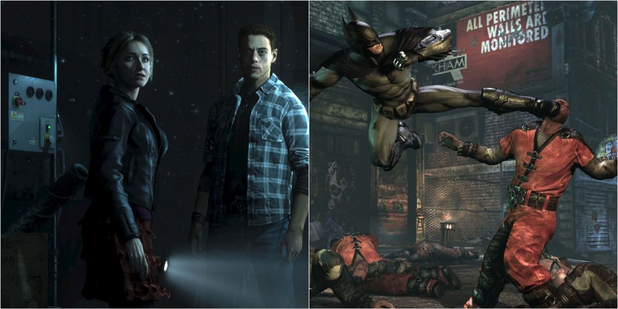 Games That Take Place Over One Night Featured Split Image Until Dawn and Batman Arkham City