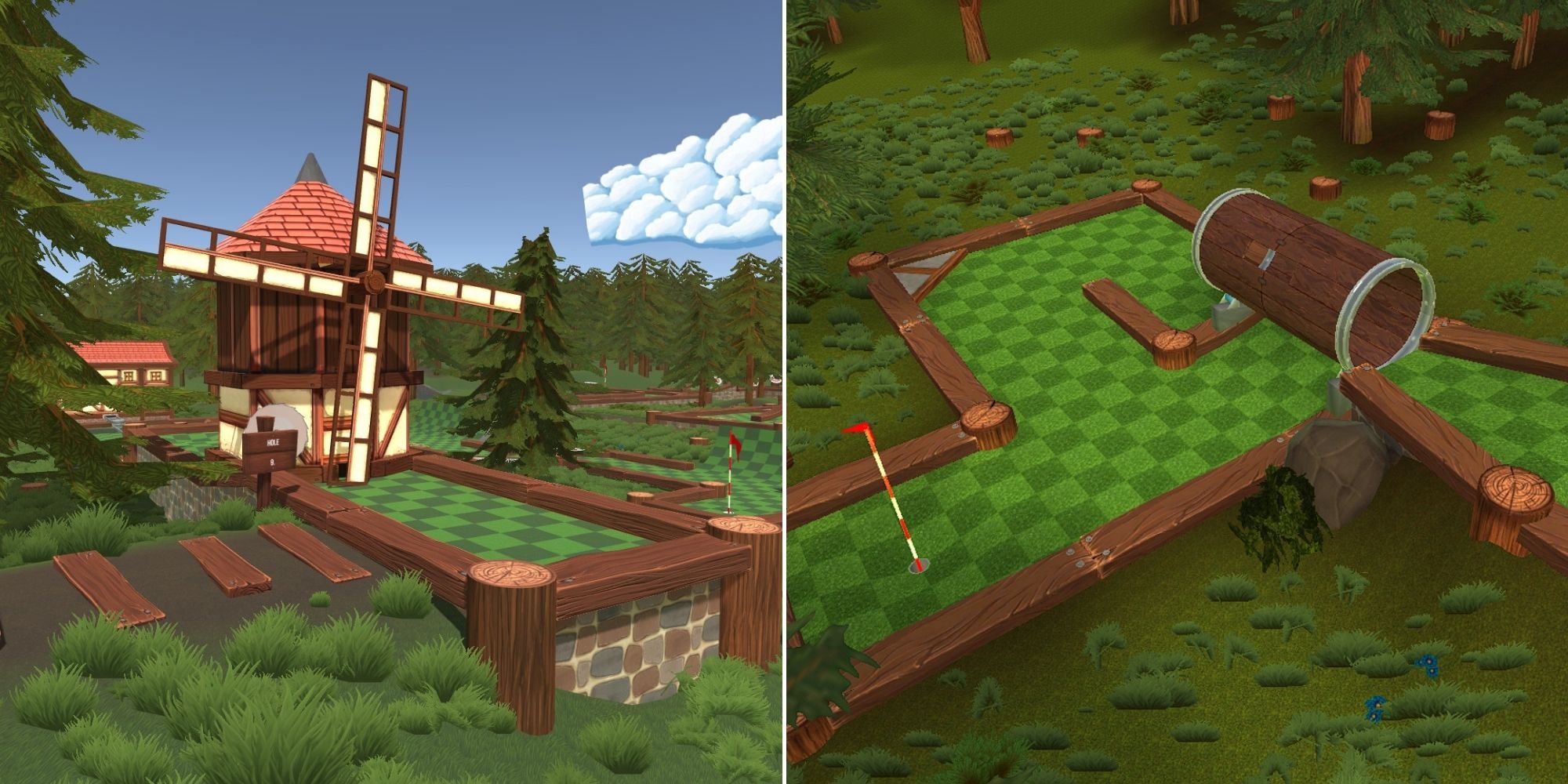 Golf With Your Friends - Forest Map Windmill - Spinning Barrel