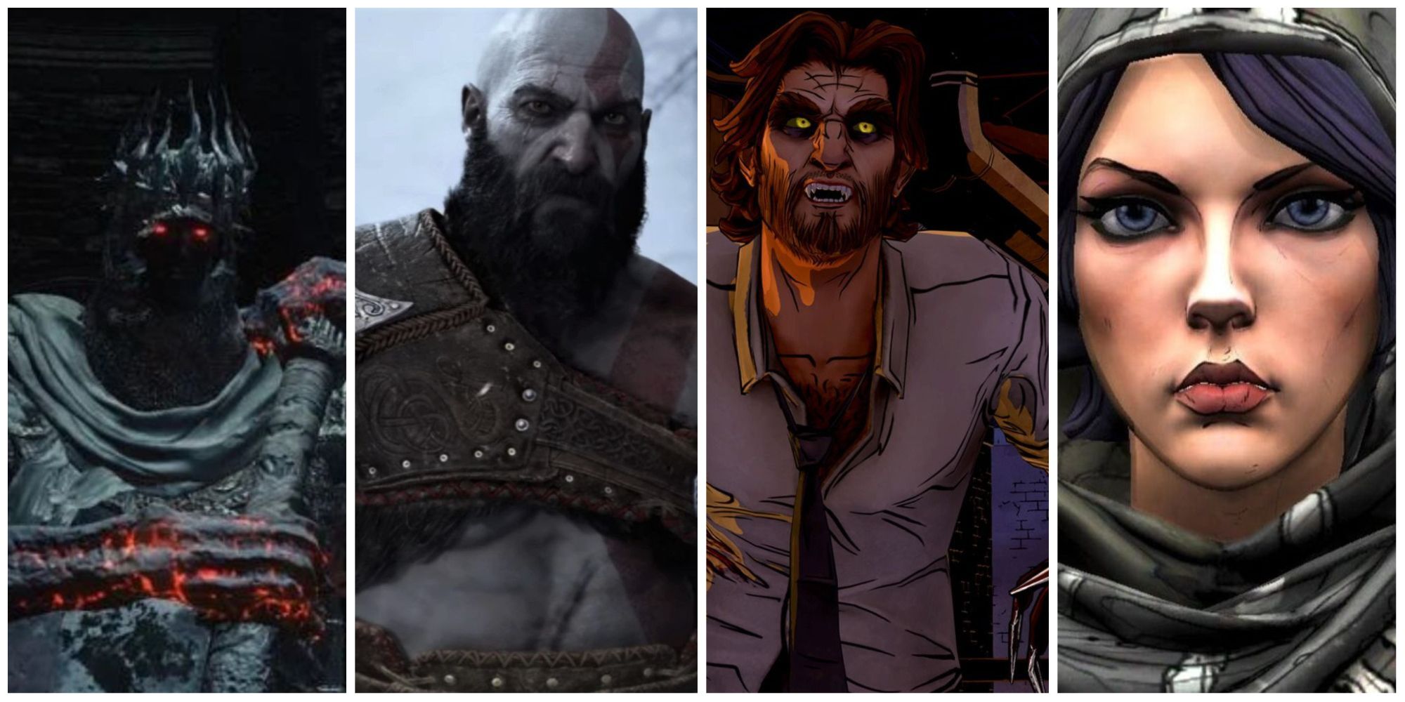 Yhorm, Kratos, Bigby, and Athena