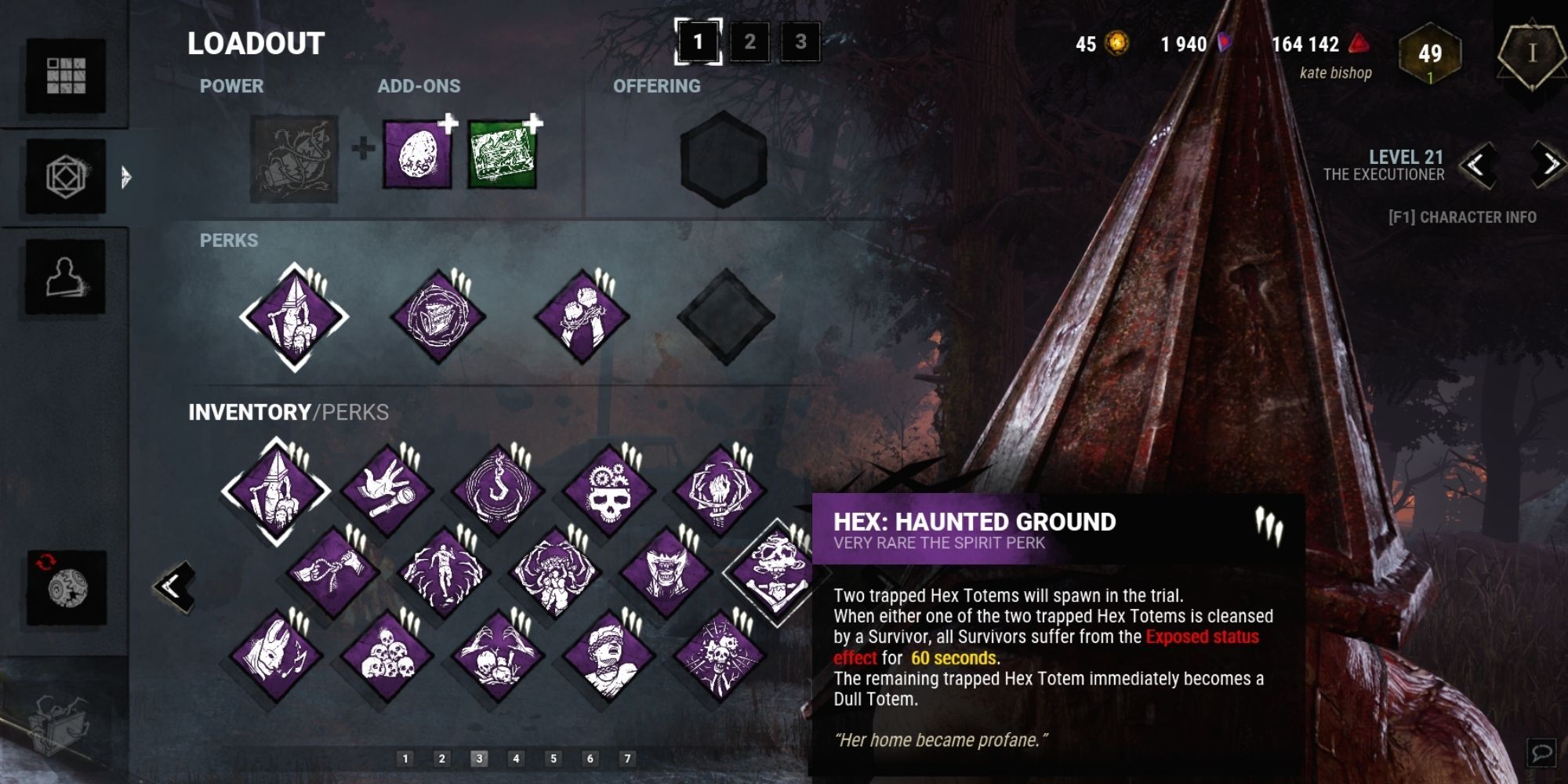 Dead By Daylight, Hex Haunted Ground perk.
