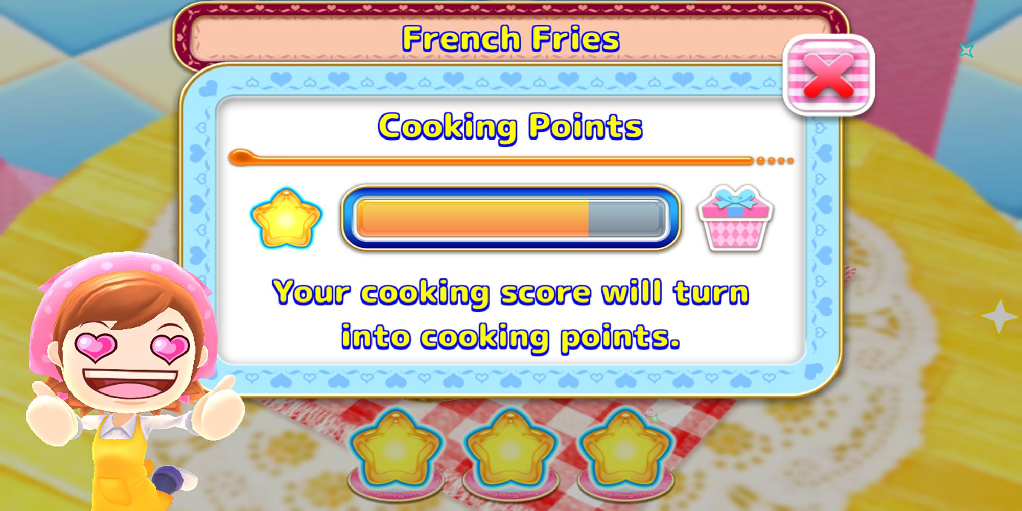 Cooking Mama looks upon you with pride as you garner stars for your French Fries in Cooking Mama: Cuisine!