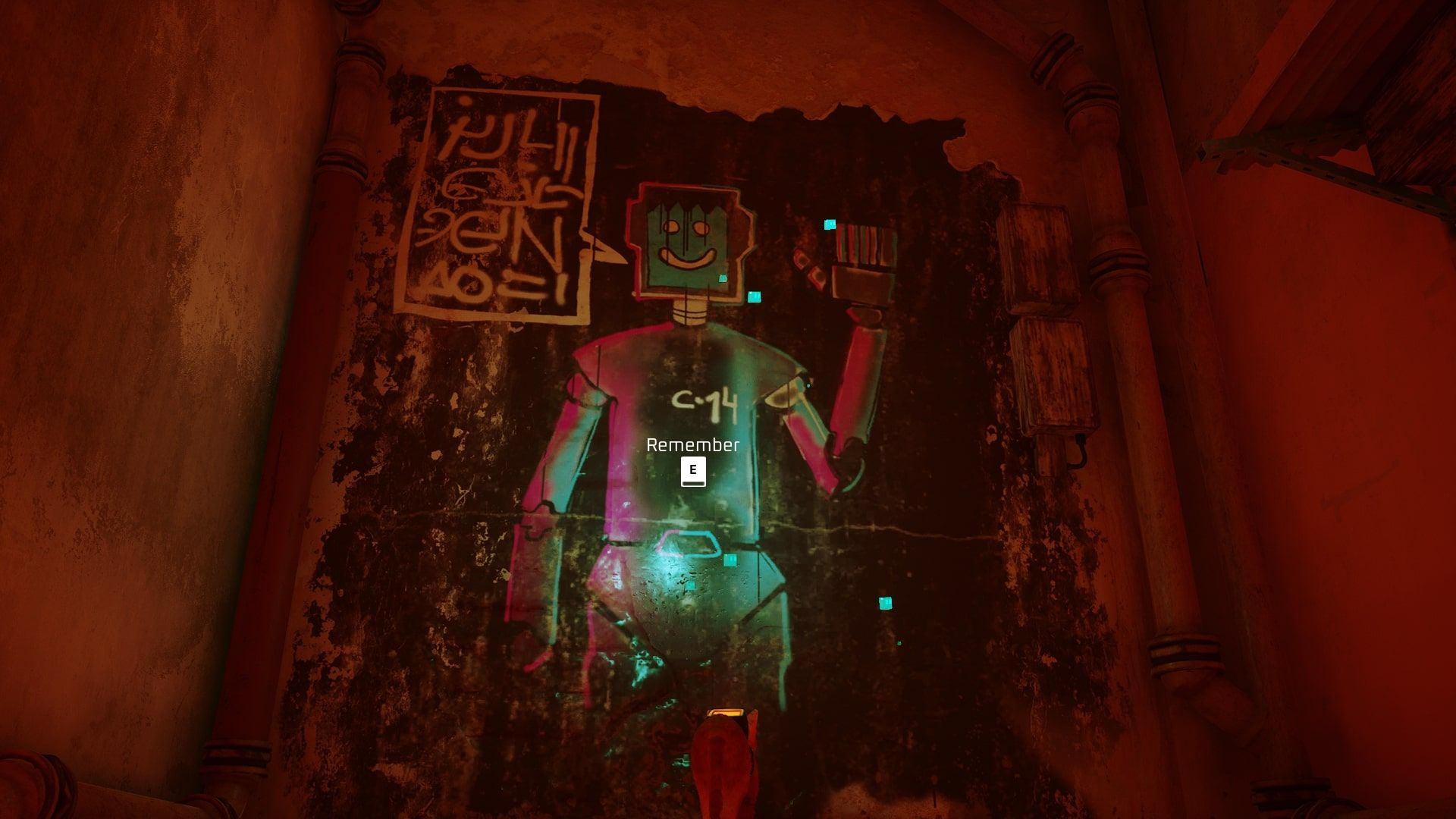 Stray Slum large painting of a robot in an alley