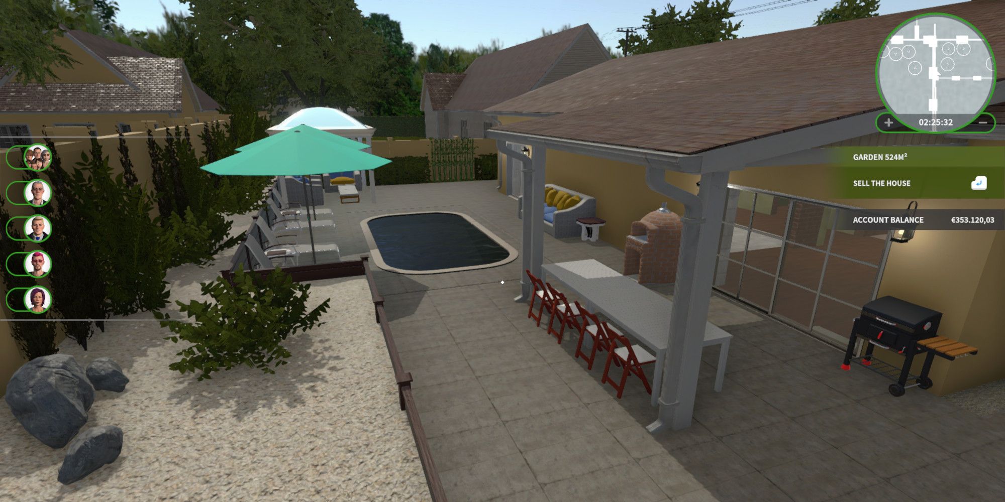 Yard from House Flipper decorated to win the American Garden Competition in the Garden Flipper DLC