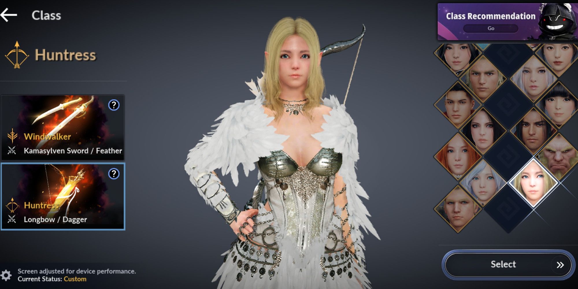 Huntress Windwalker class selection Black Desert Mobile