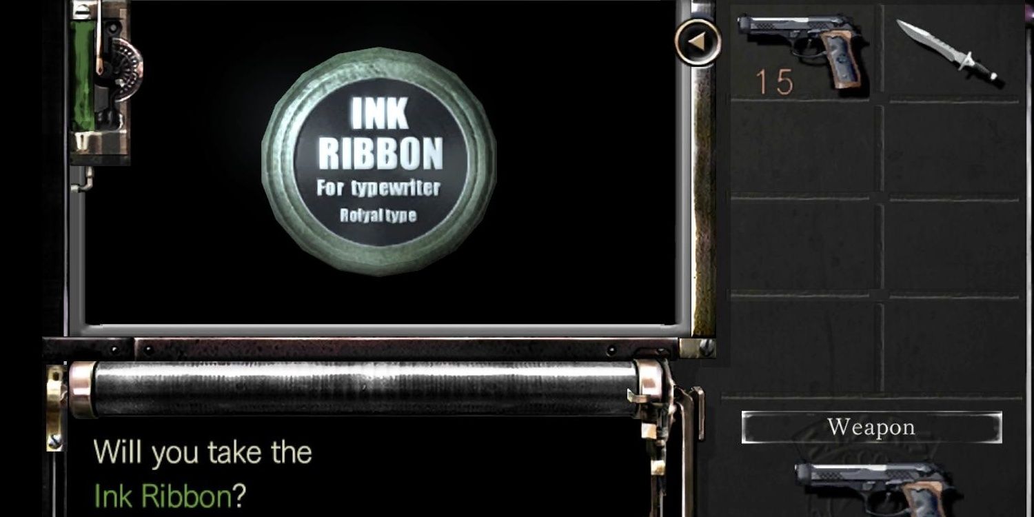 Ink Ribbon pick up screen alongside RE inventory