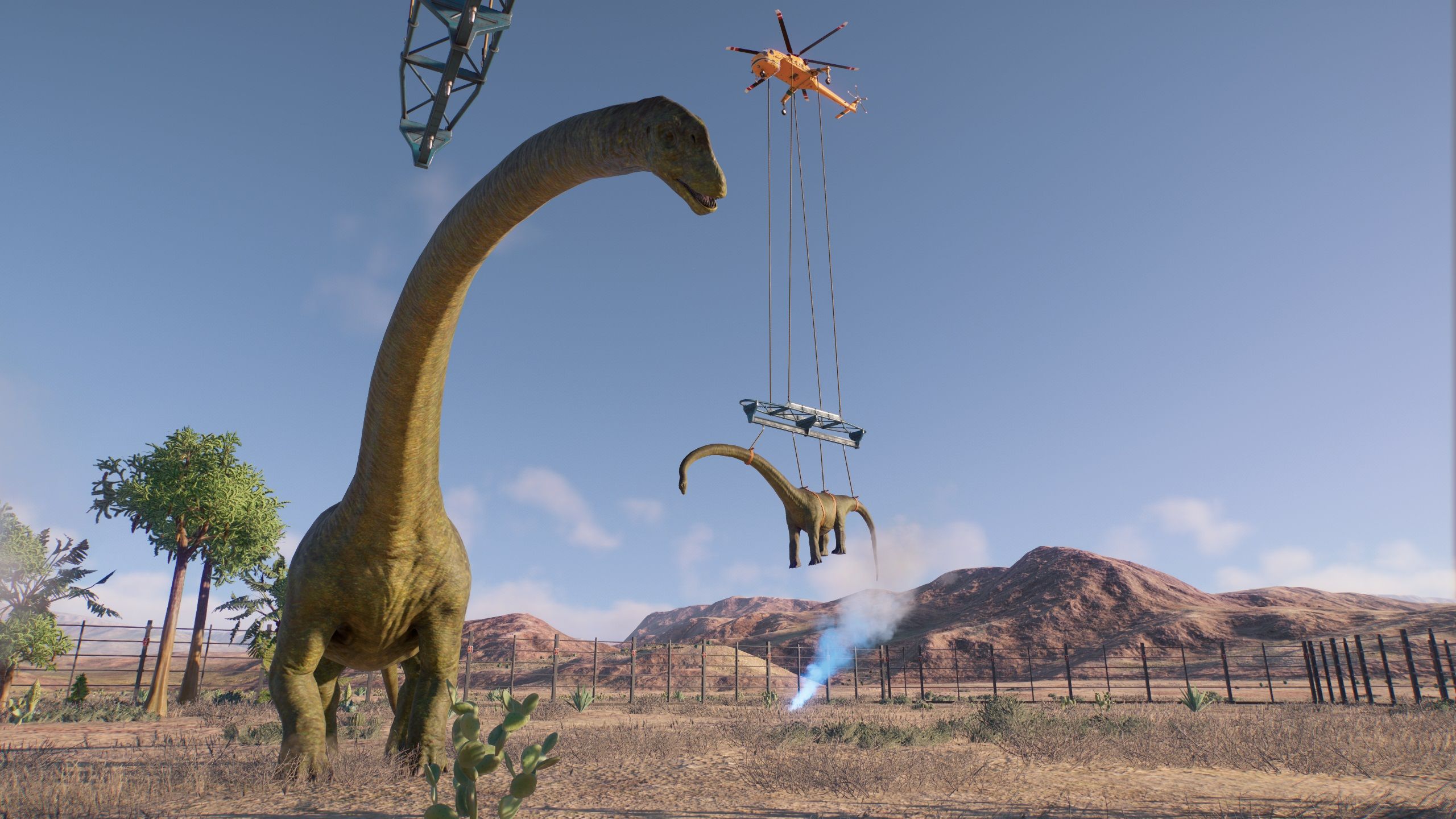 A Long-Necked Dinosaur Gets Airlifted Into An Enclosure