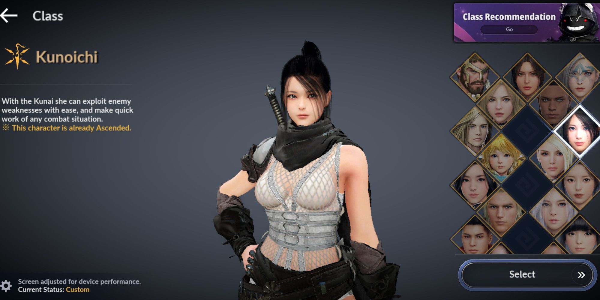 Kunoichi class selection Black Desert Mobile