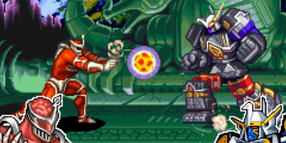 Lord Zedd throws projectile at Shogun Megazord