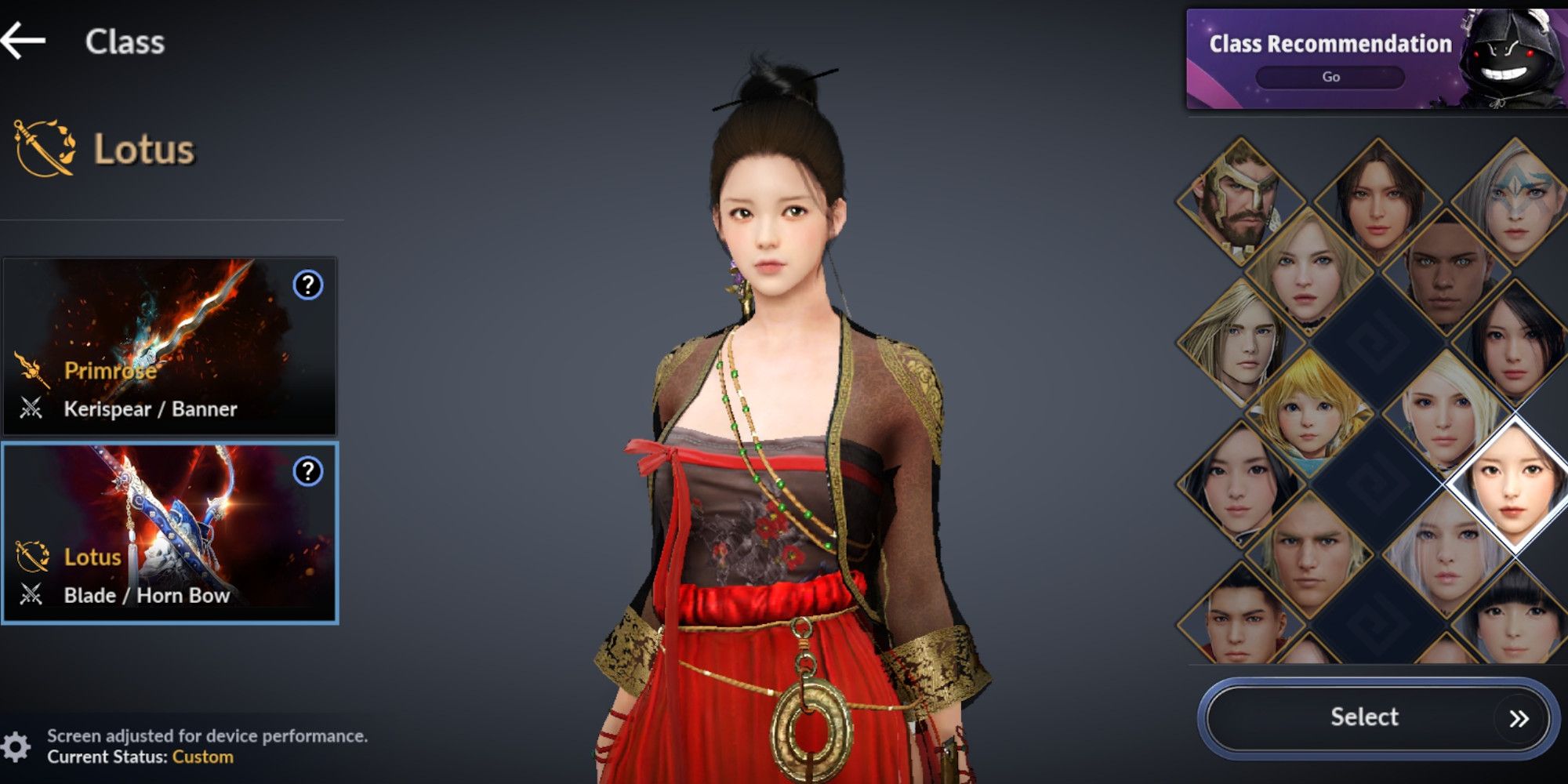 Lotus Primrose class selection Black Desert Mobile