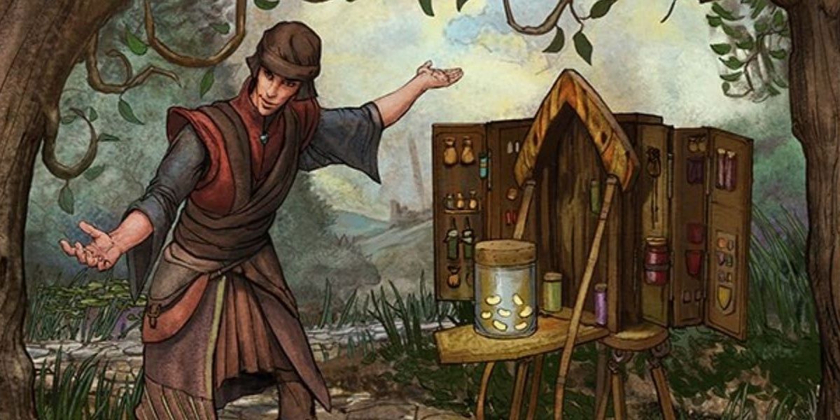 Dungeons And Dragons Traveling Merchant In The Woods Storefront Selling Wares