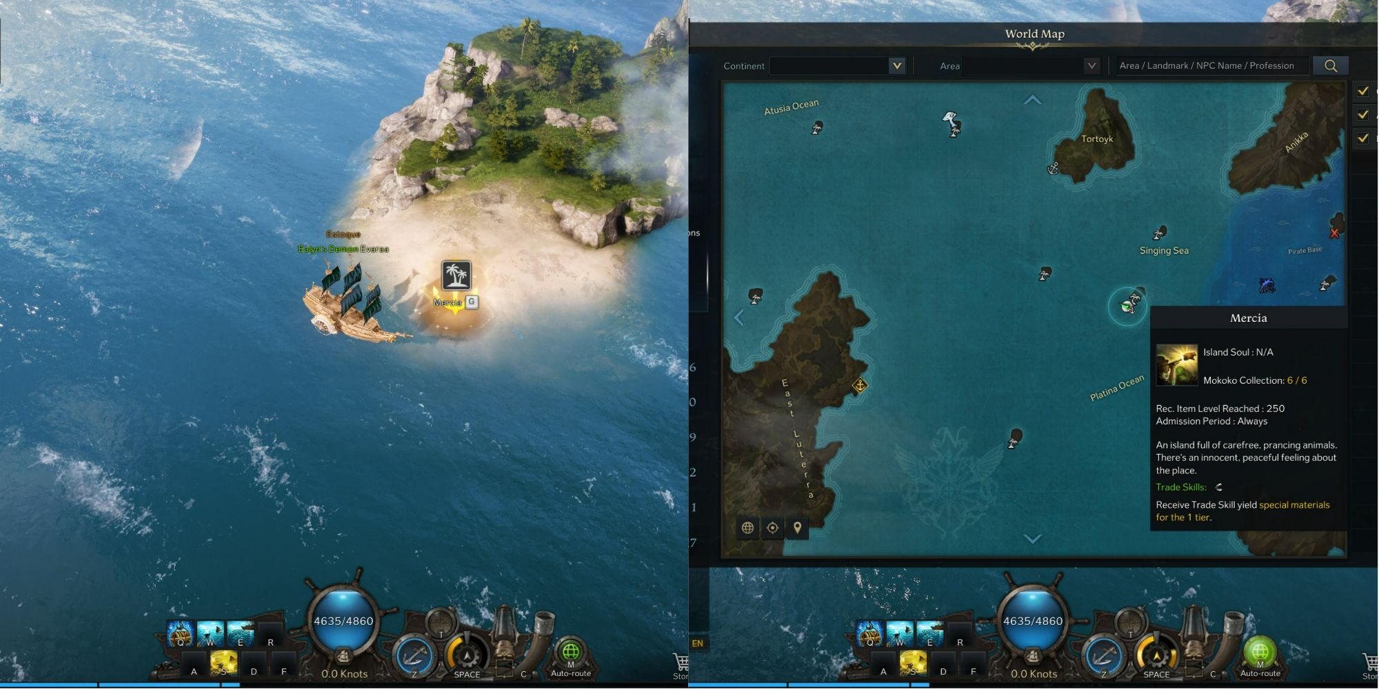 Lost Ark Mercia location on open sea and on map