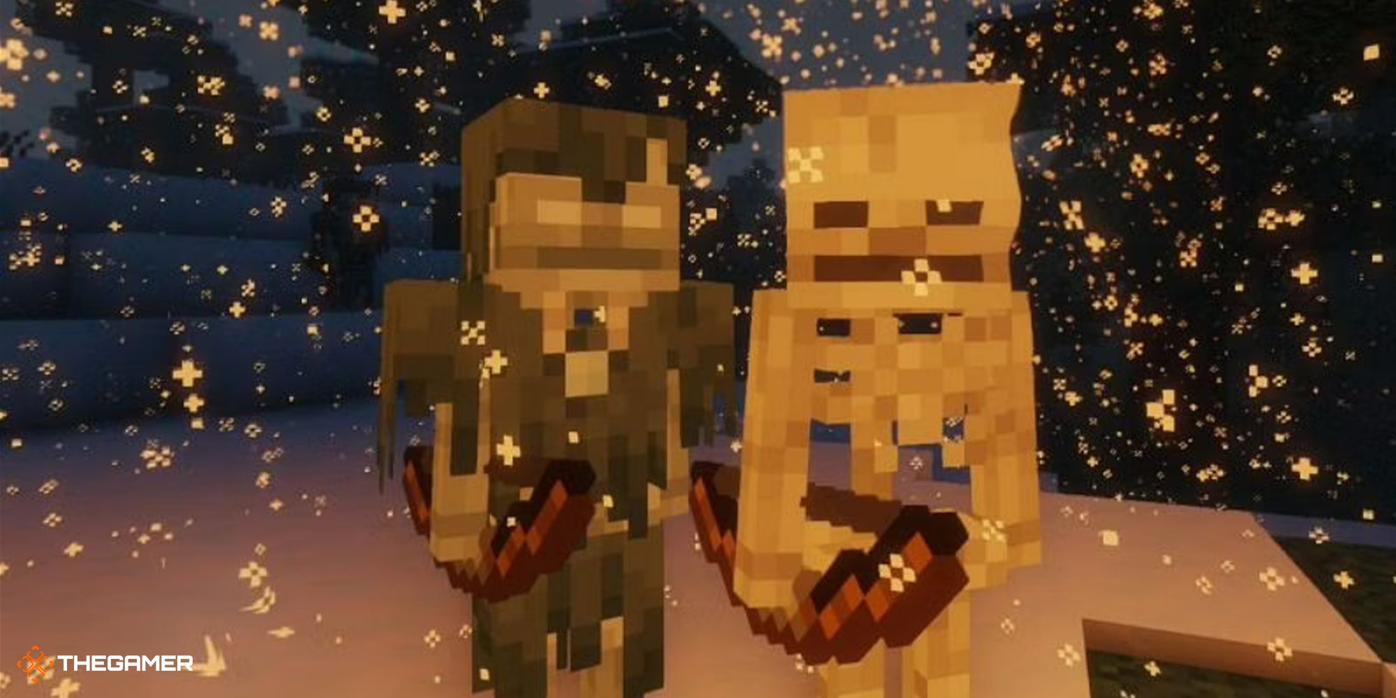 Minecraft - Stray next to a Skeleton