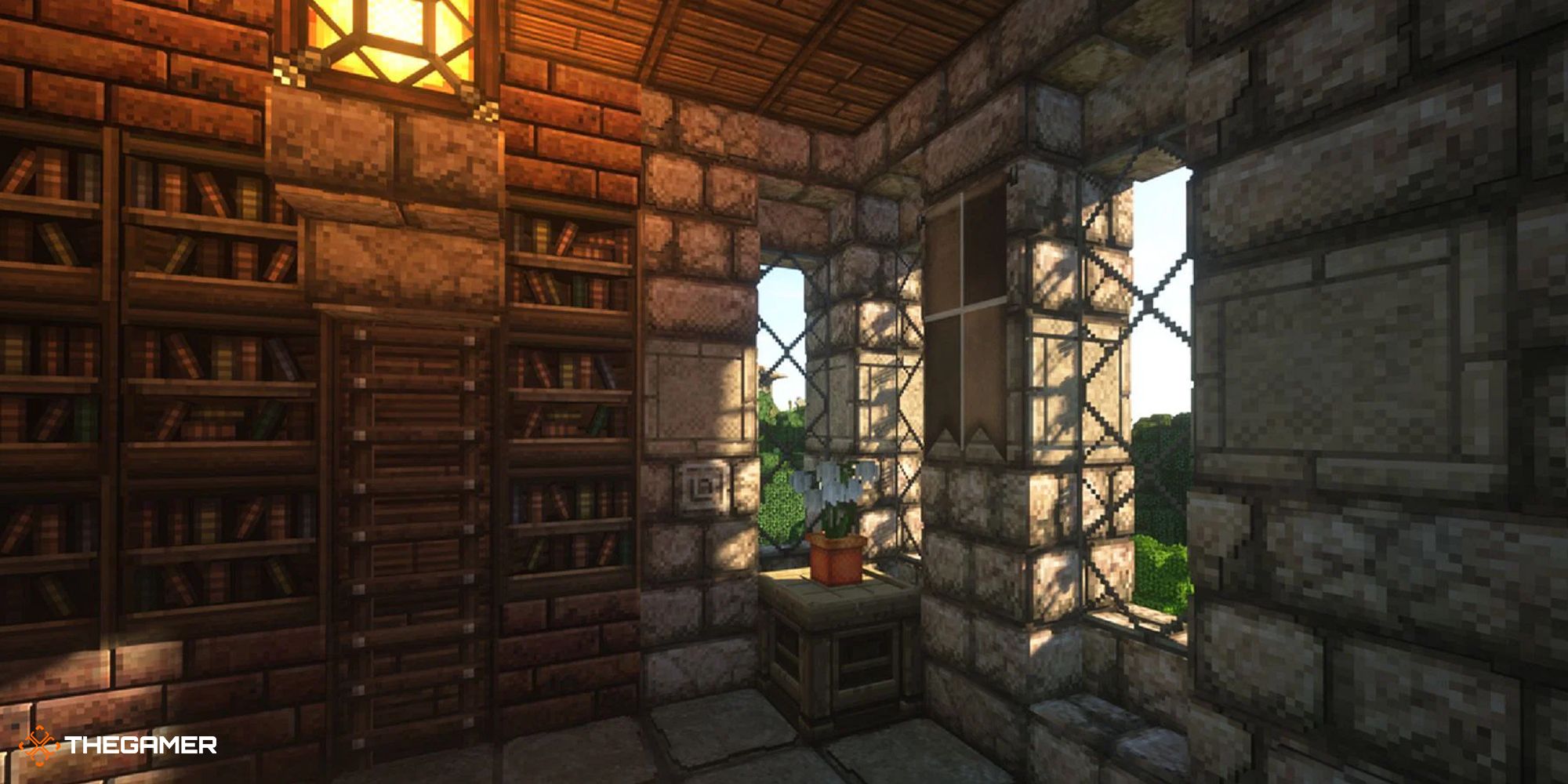 Minecraft - an indoor room with the John Smith Legacy texture pack on