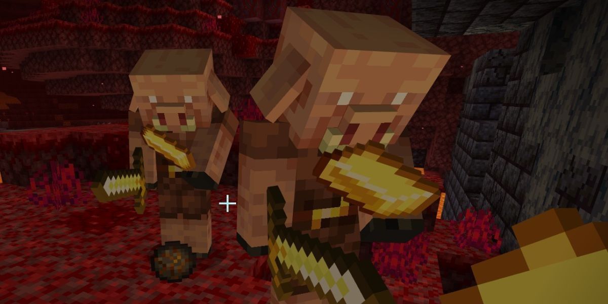 Minecraft Two Piglins with Gold