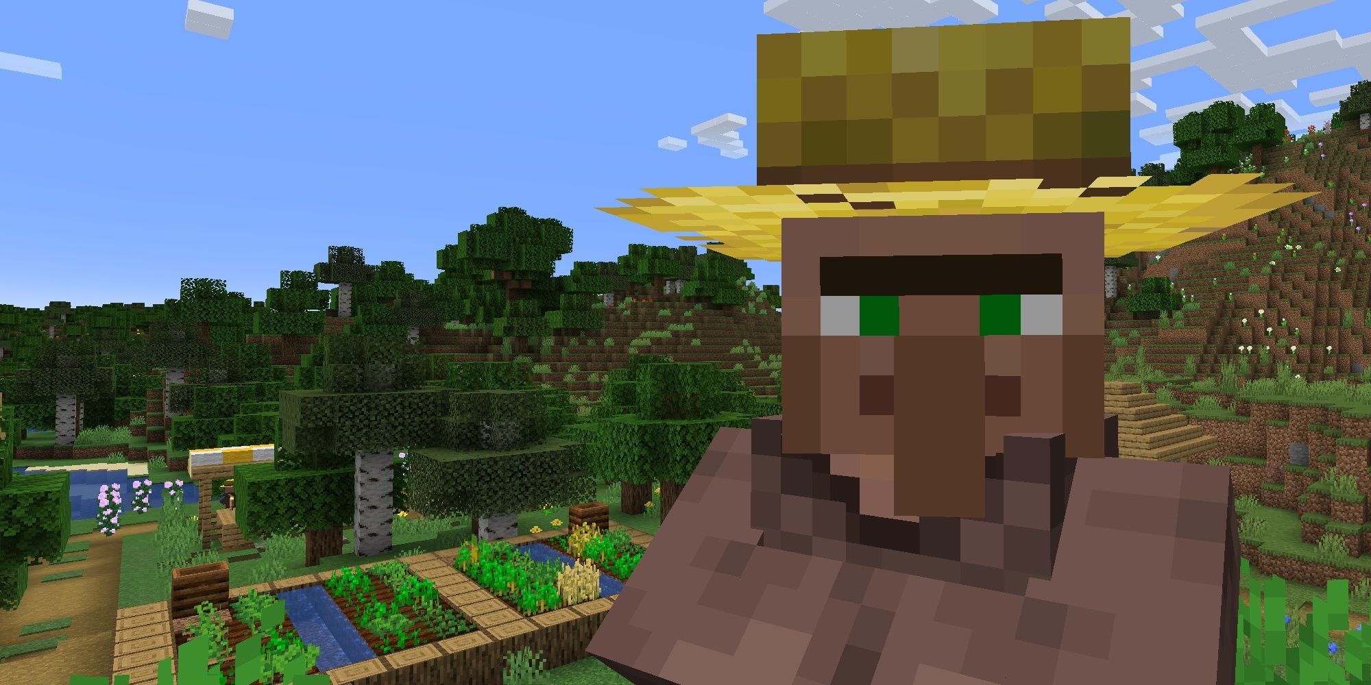 Minecraft Villager in front of Farm