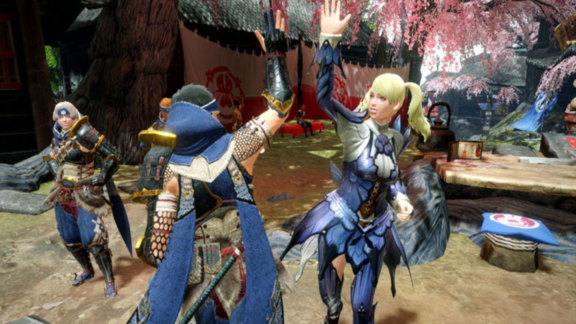 Monster Hunter Rise Sunbreak allies high fiving