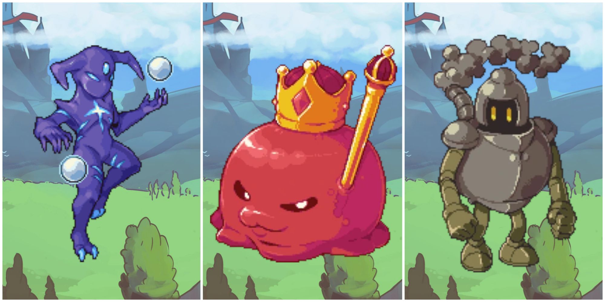 Monster Sanctuary Champions Vertraag King Blob Steam Golem