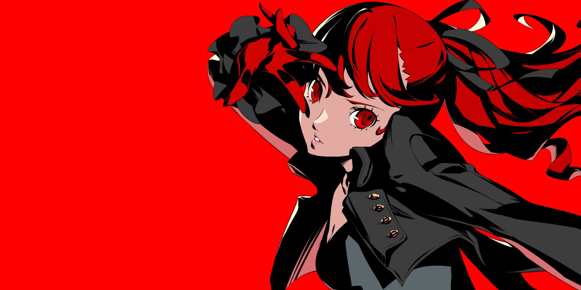 a character portrait of Sumire Yoshizawa from Persona 5 Royal against a red background