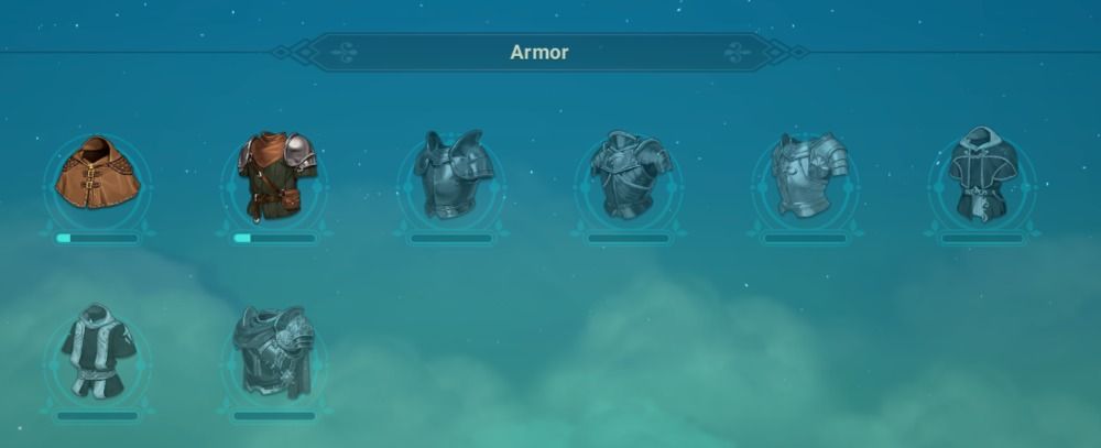 Ni No Kuni Cross Worlds - screenshot of the Armour Screen in the Codex