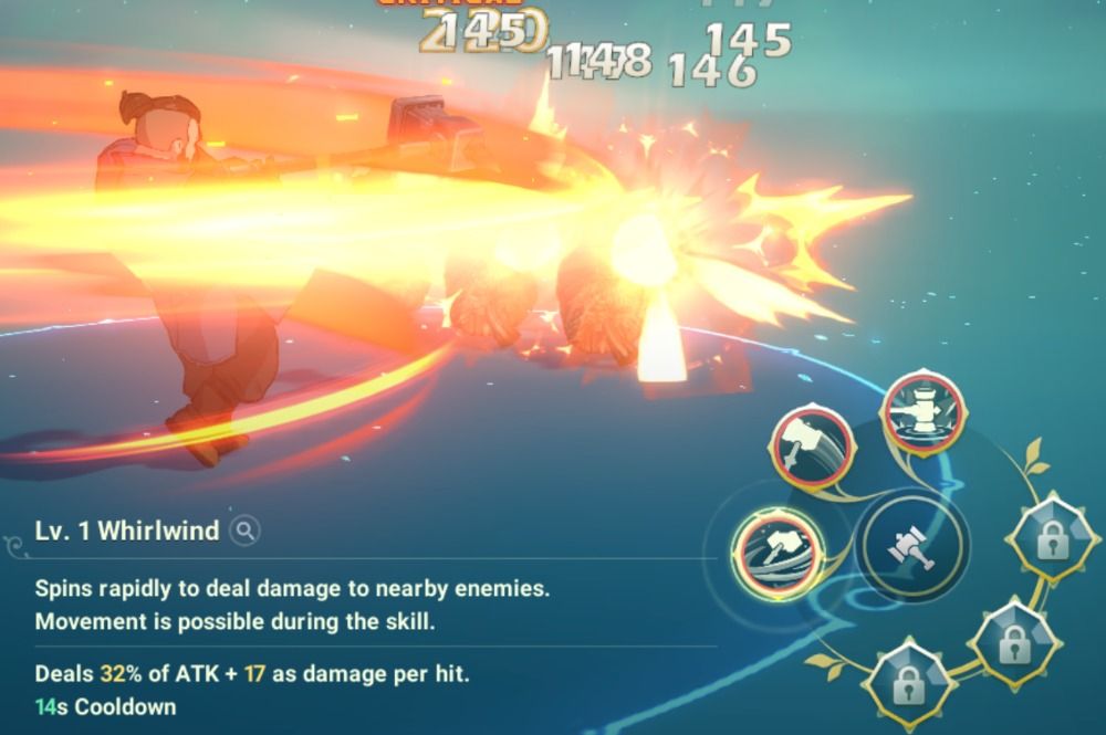 Ni No Kuni Cross Worlds - screenshot of the Destroyer's Whirlwind Skill