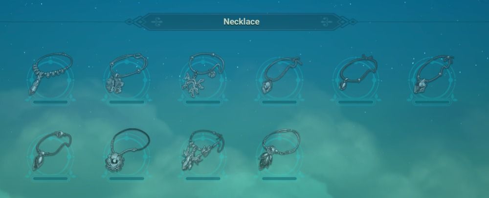 Ni No Kuni Cross Worlds - screenshot of the Necklace Screen in the Codex
