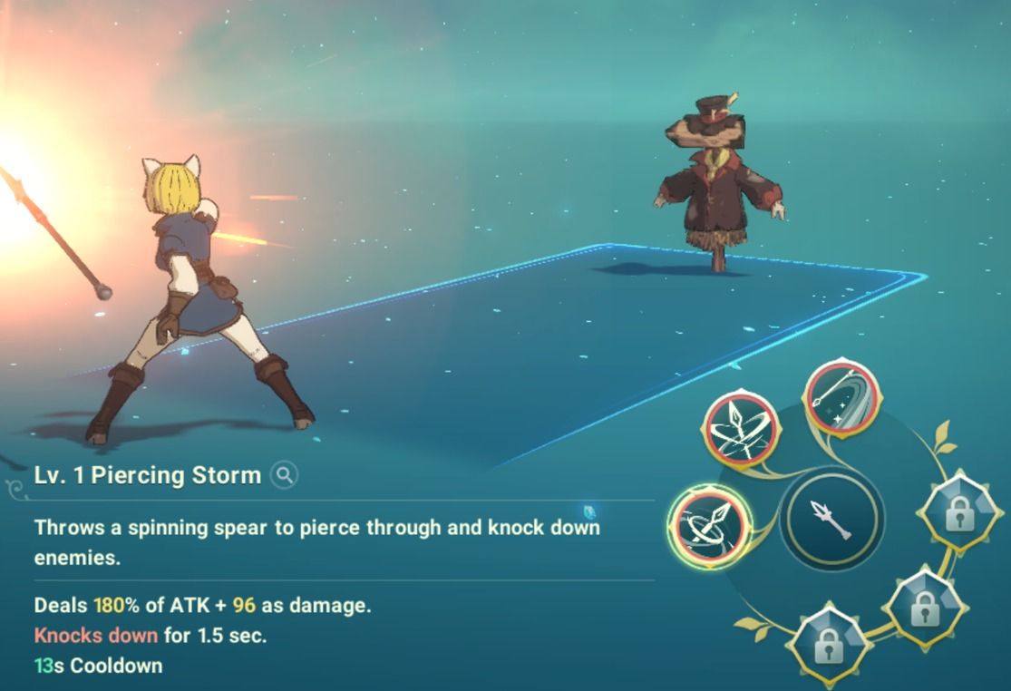 Ni No Kuni Cross Worlds - screenshot of the Witch casting Piercing Storm