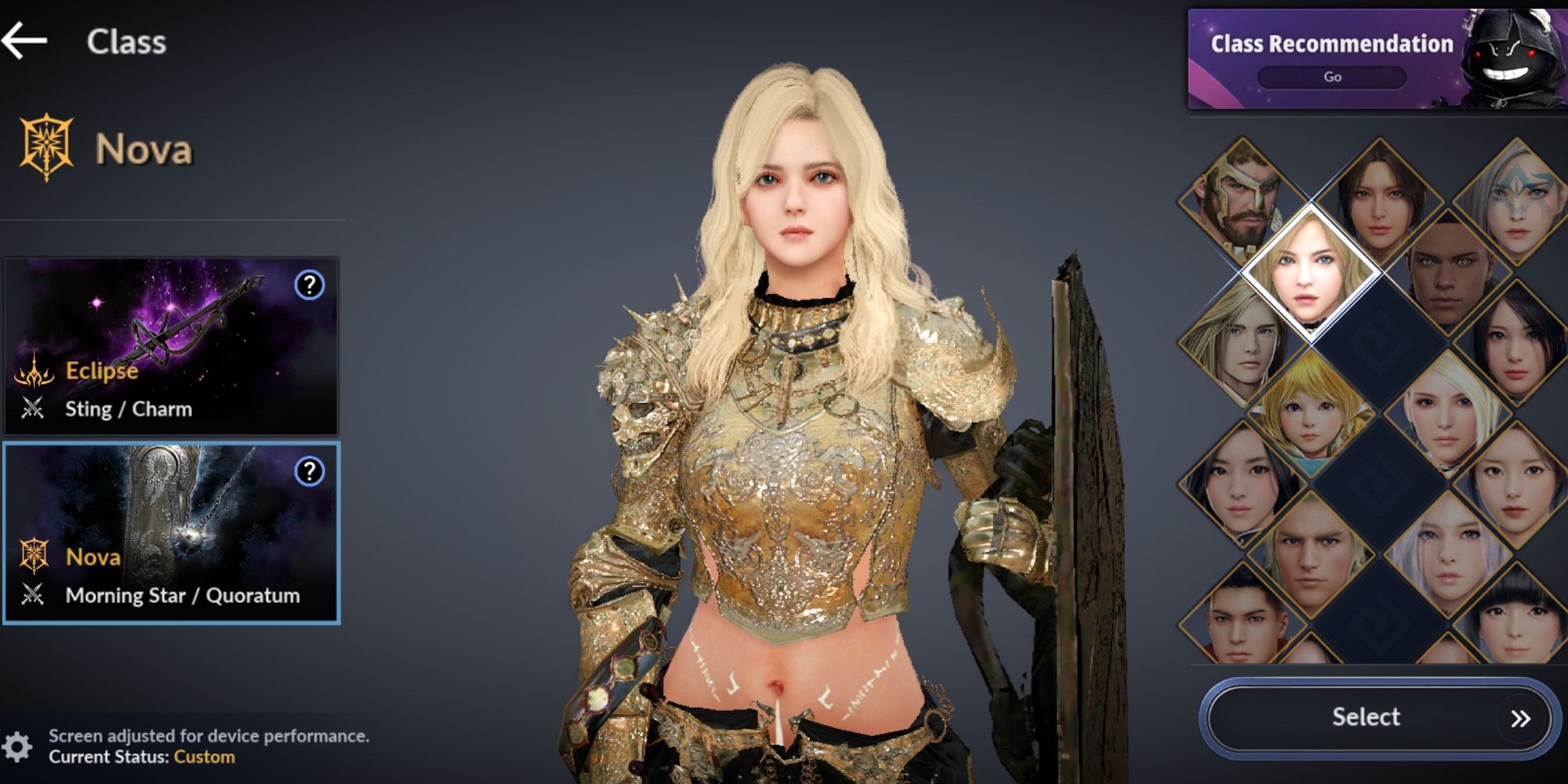 Nova Eclipse Class selection Black Desert Mobile