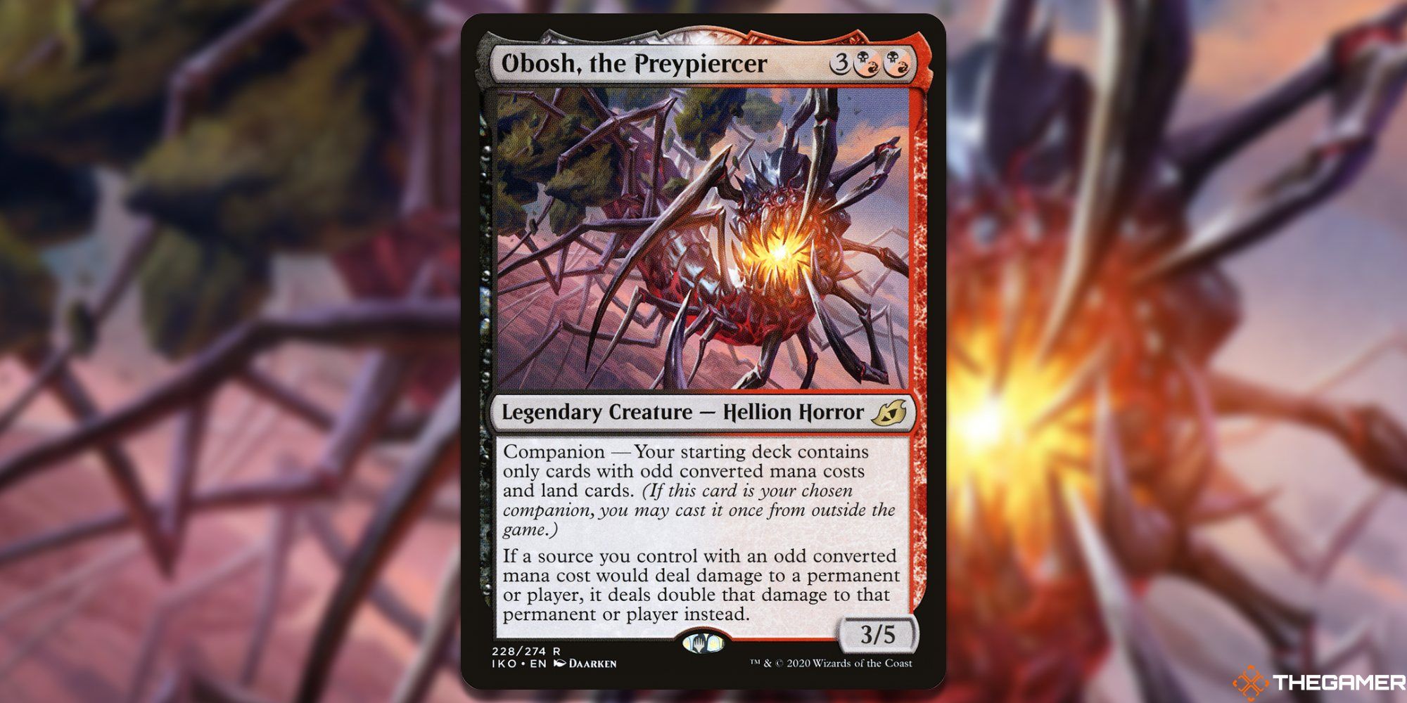 Image of the Obosh the Preypiercier card in Magic: The Gathering, with art by Daarken