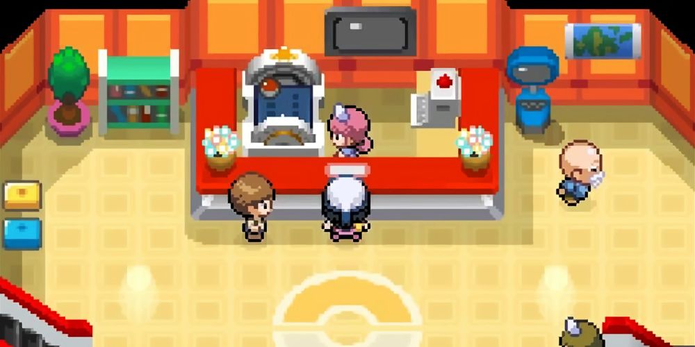 Pokemon Diamond And Pearl Trainer At A Pokemon Center