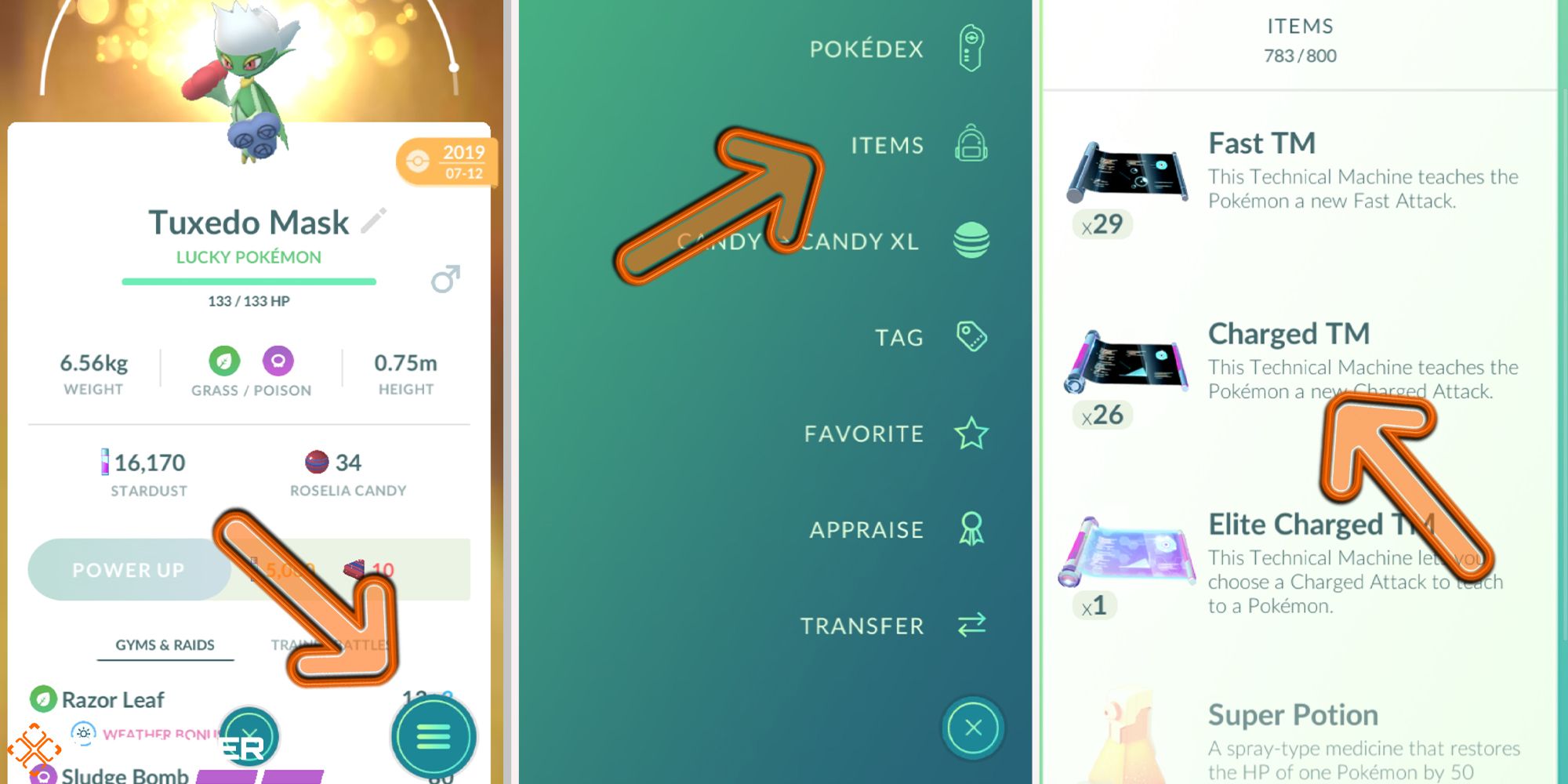 Pokemon Go - how to use an item on a Pokemon