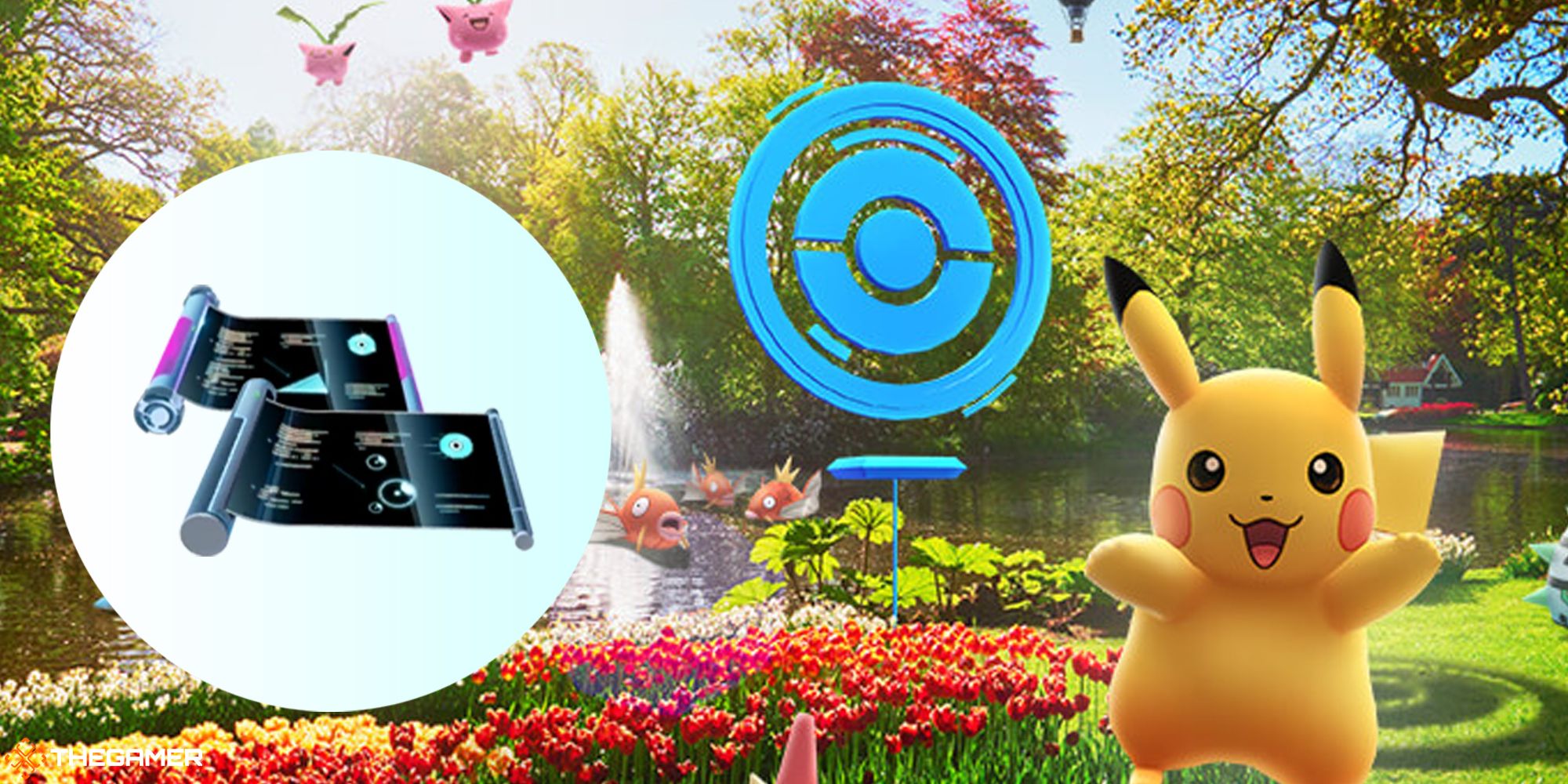 Pokemon Go promo image with TMs on top