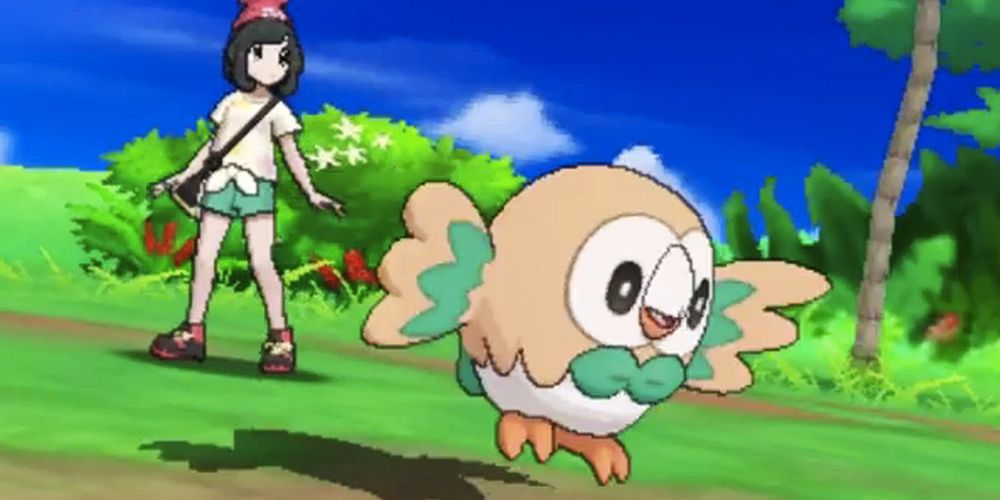 Pokemon Sun And Moon Trainer Sends Rowlet Into Battle