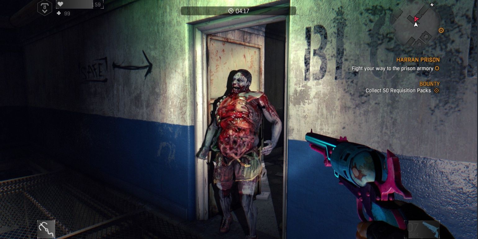 Bomber zombie standing in doorway entrance