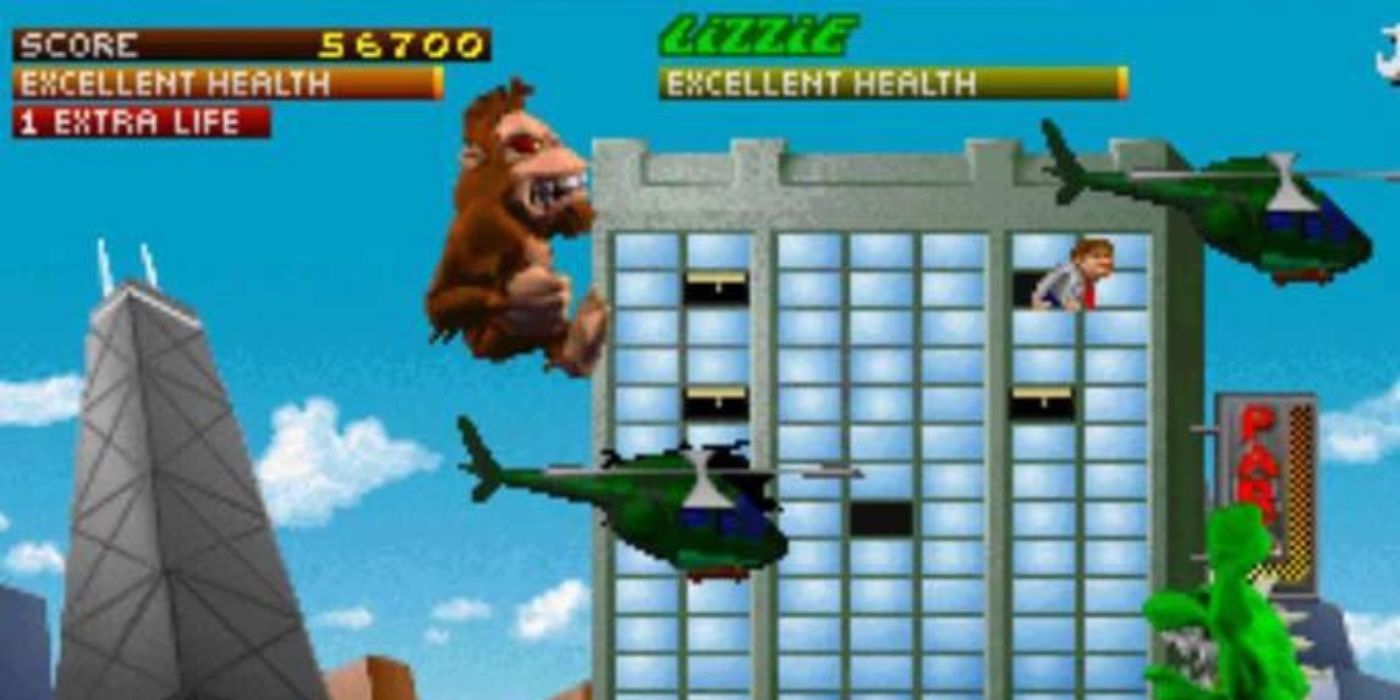 Lizzie and George wreck a city in Rampage World Tour