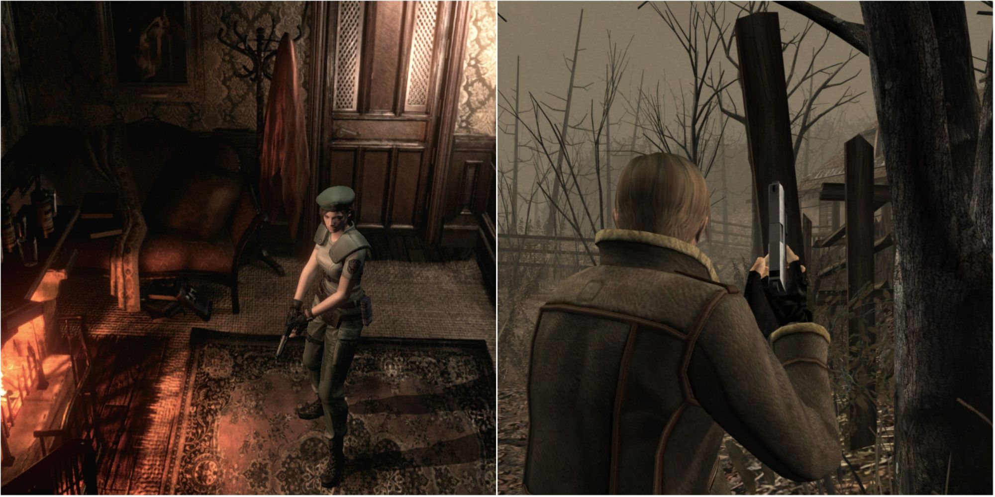 Split Image Resident Evil Remake and Resident Evil 4
