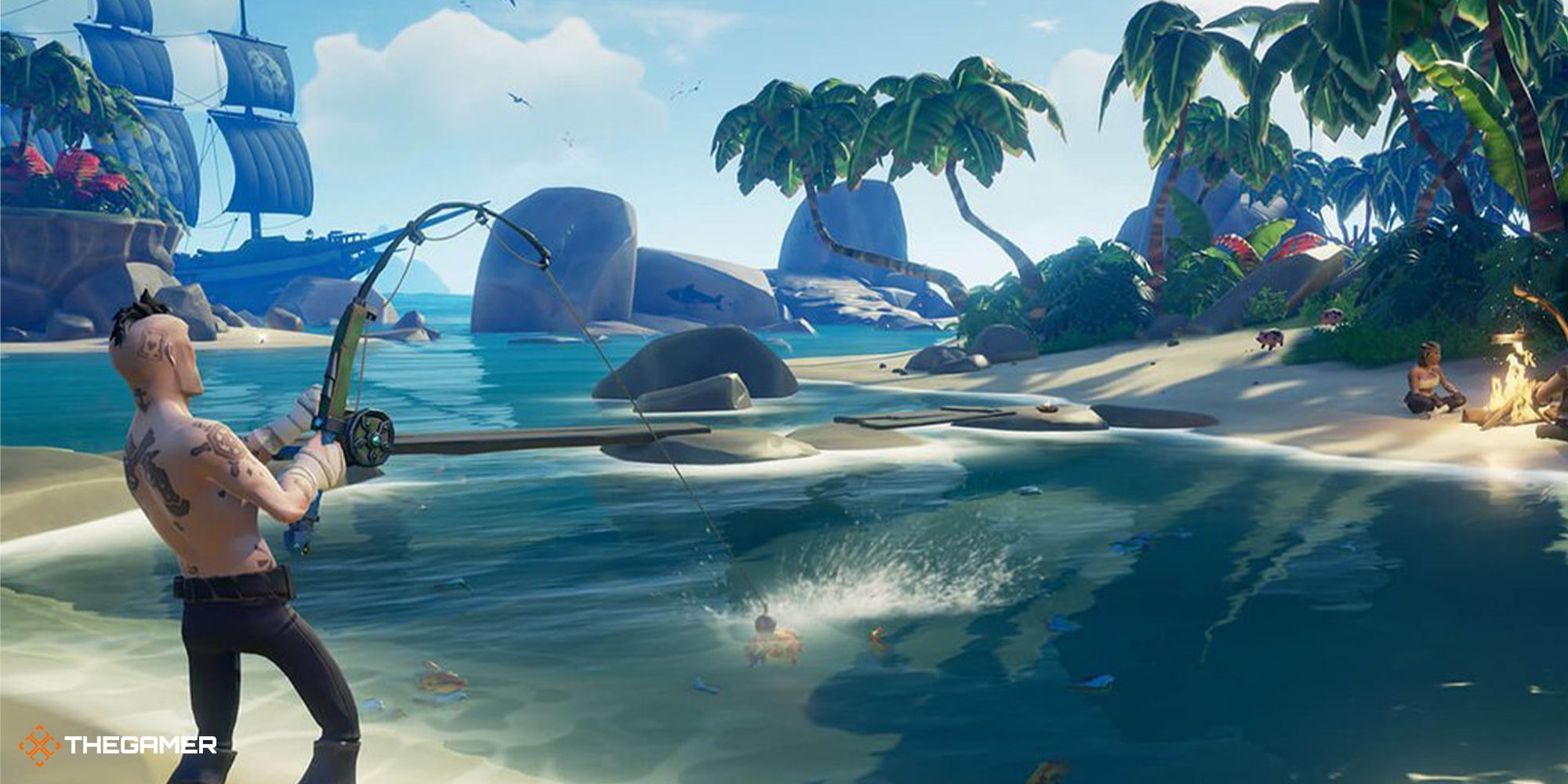 Sea of Thieves - promo image of a pirate fishing