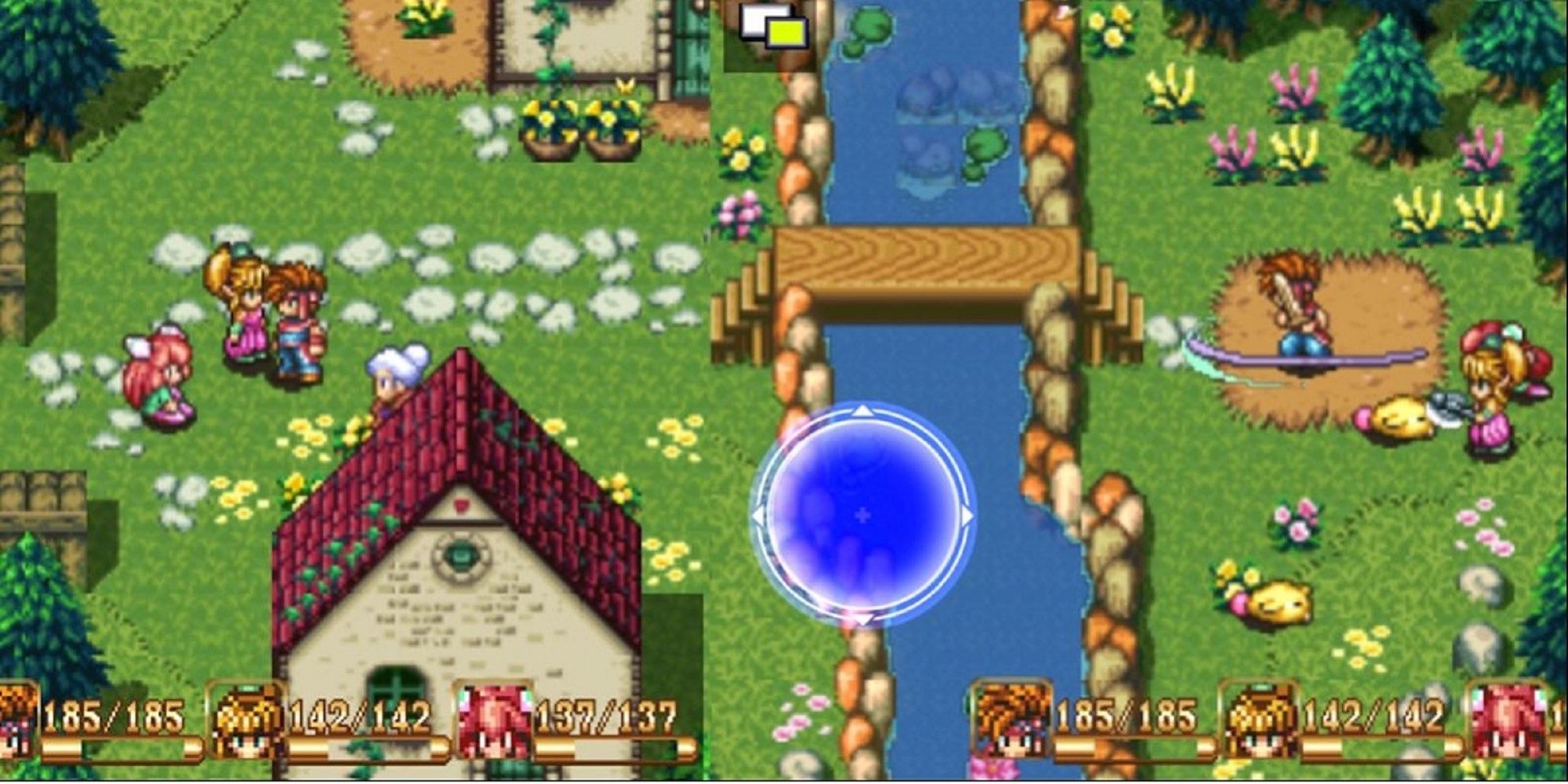 Secret of Mana mobile UI with movement pad