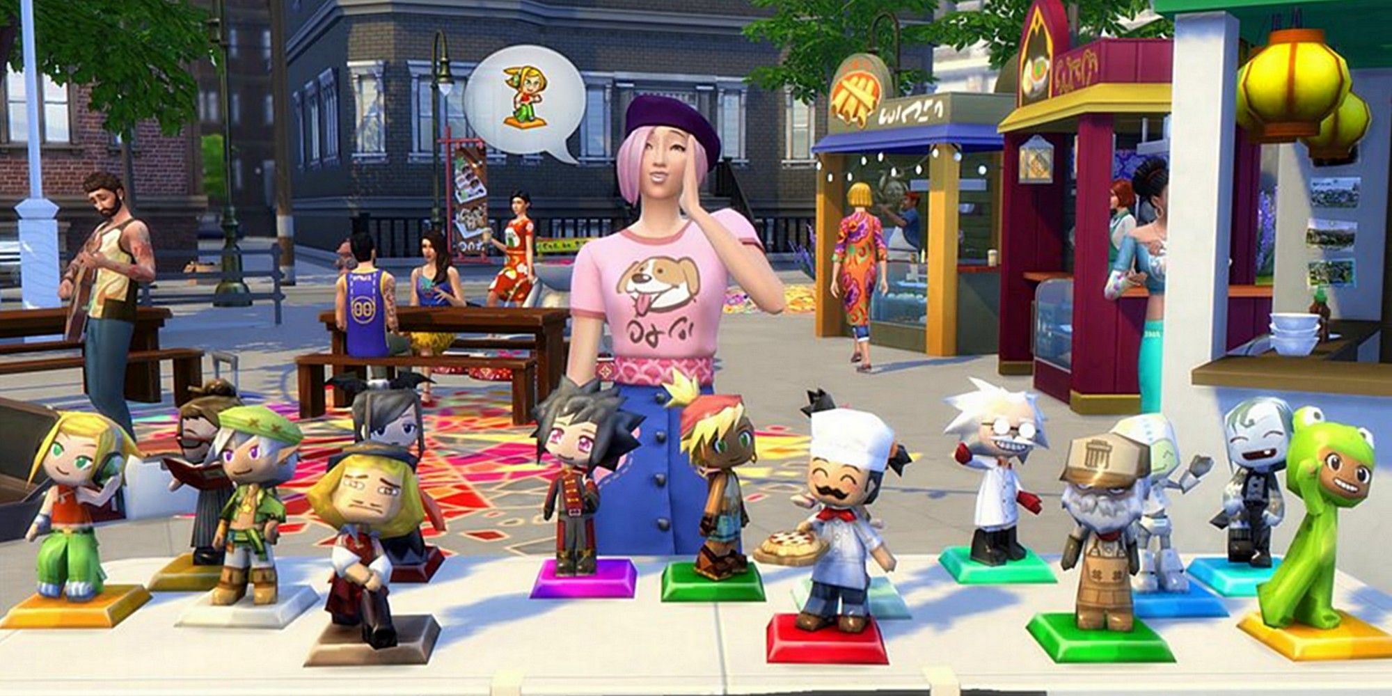 Sims 4 City Living Flea Market Table Vending Music Playing Food Stalls