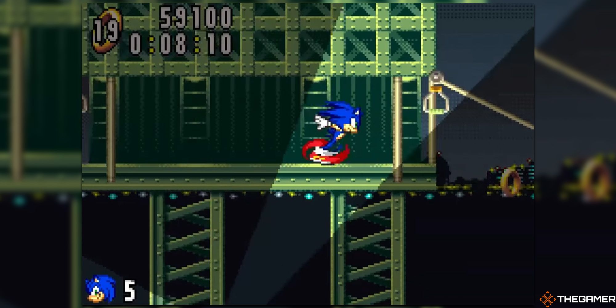 Sonic running away from a Secret Base.