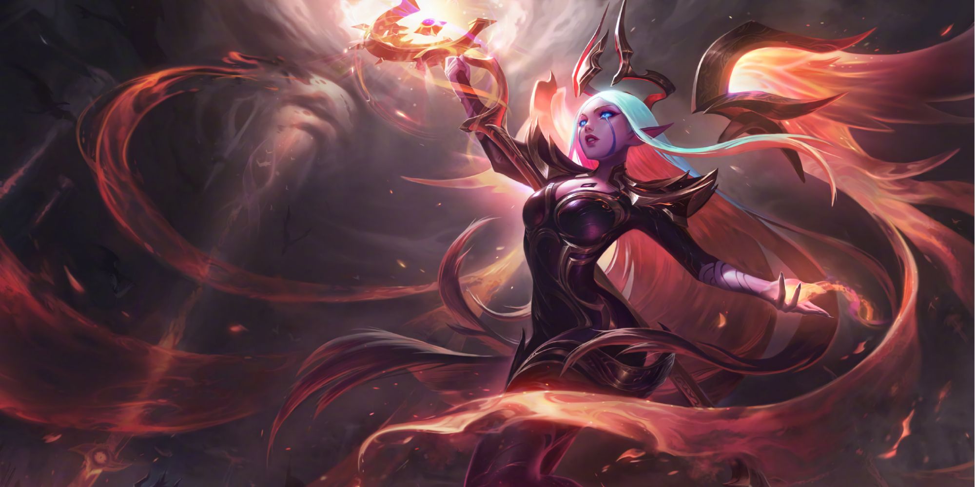 Night Bringer Soraka in her ashen glory offering us redemption with one hand while she raises another in condemnation 