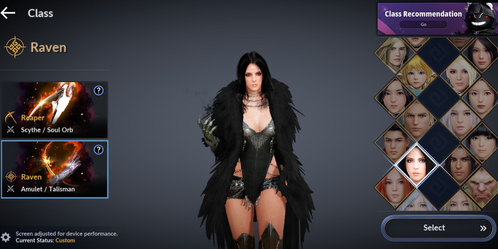 Sorceress Raven Reaper class selection Black Desert Mobile