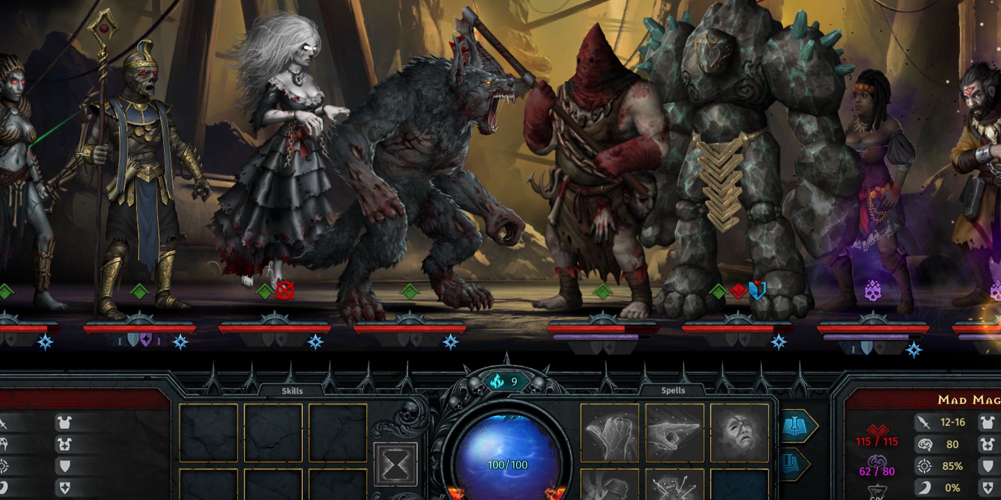 Iratus: Lord of the Dead battle screen.